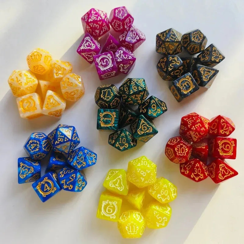 Crystal Veil – 7‑Piece Dice Set