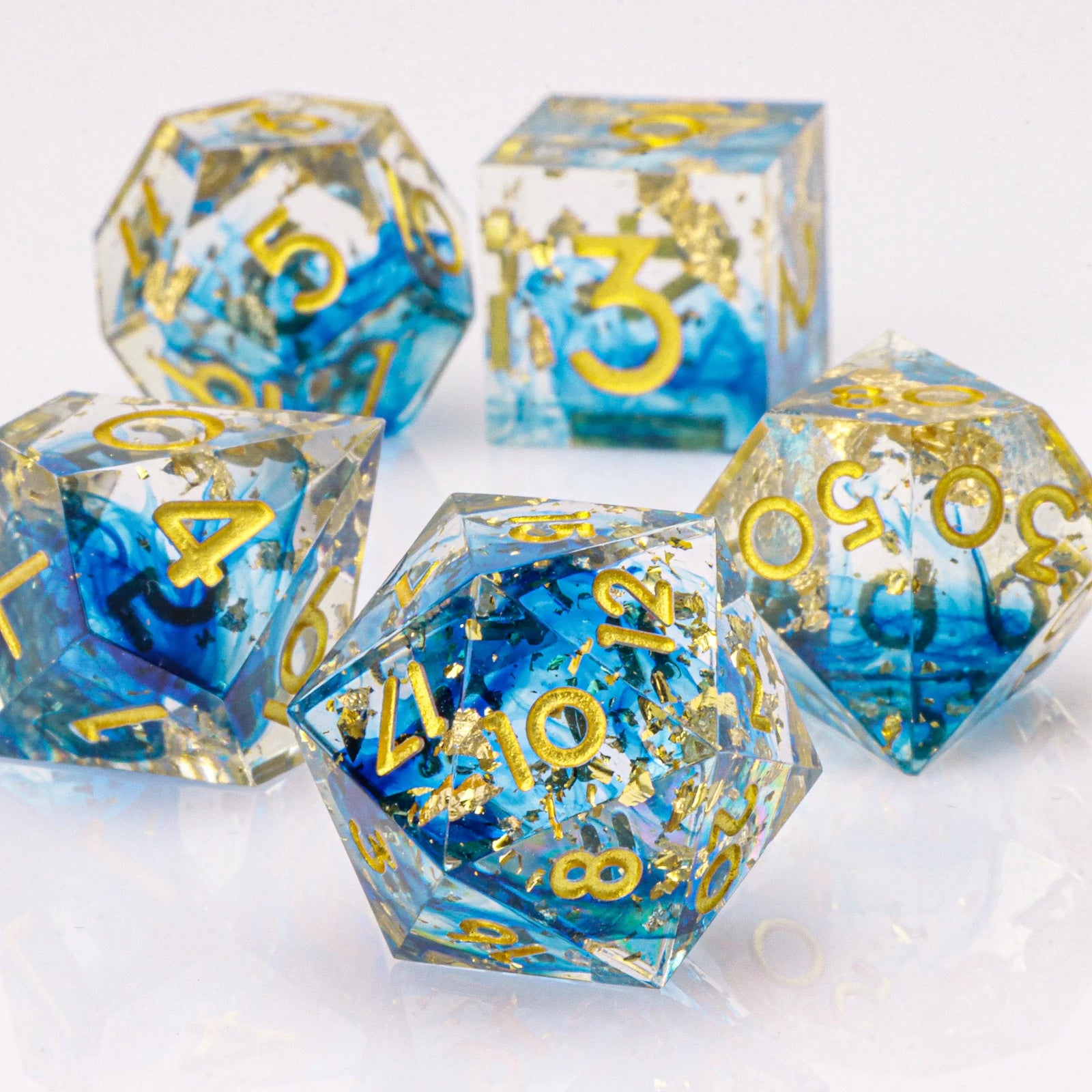 Celestial Halo – Resin 7‑Piece Dice Set