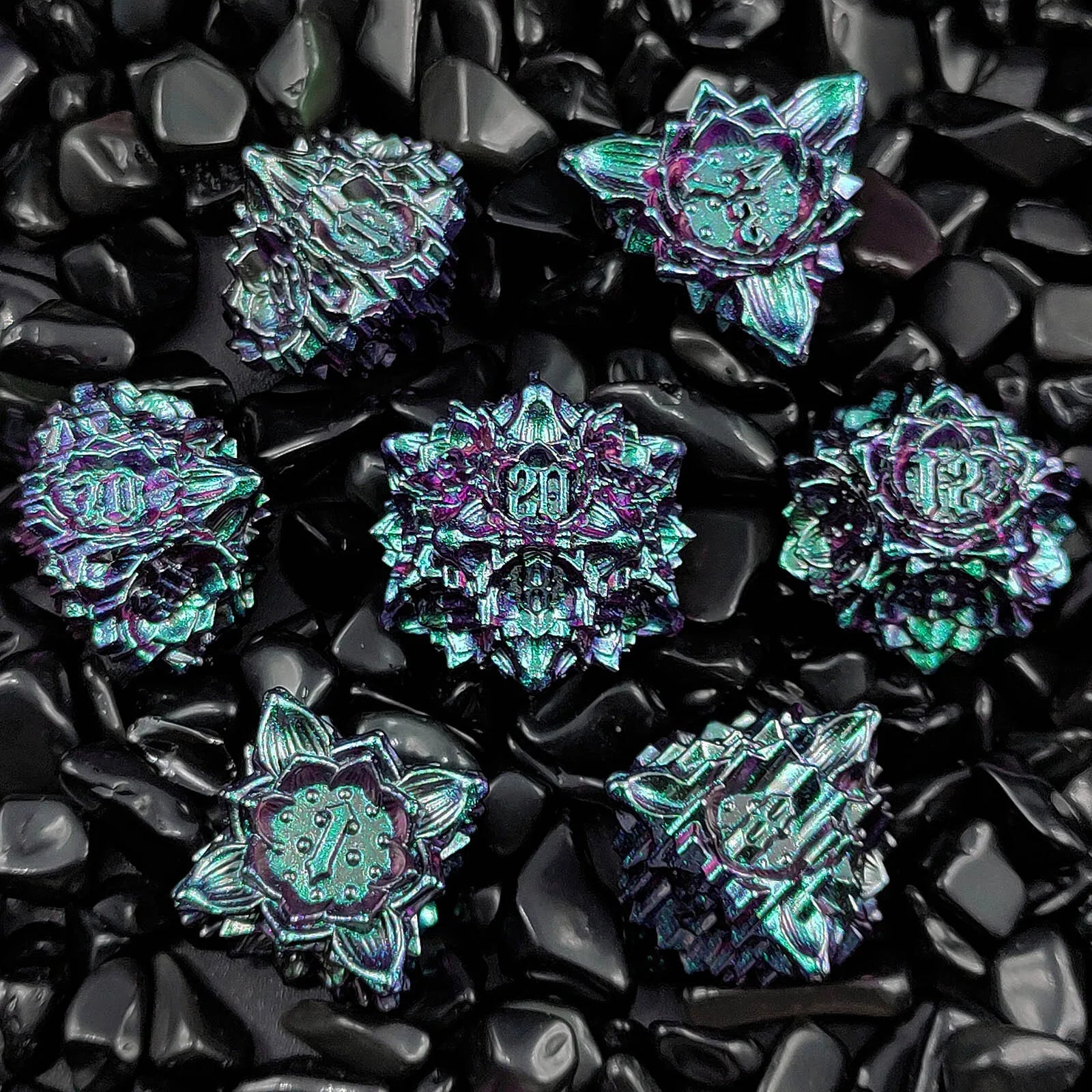 Arcane Aegis – Metal 7‑Piece Dice Set