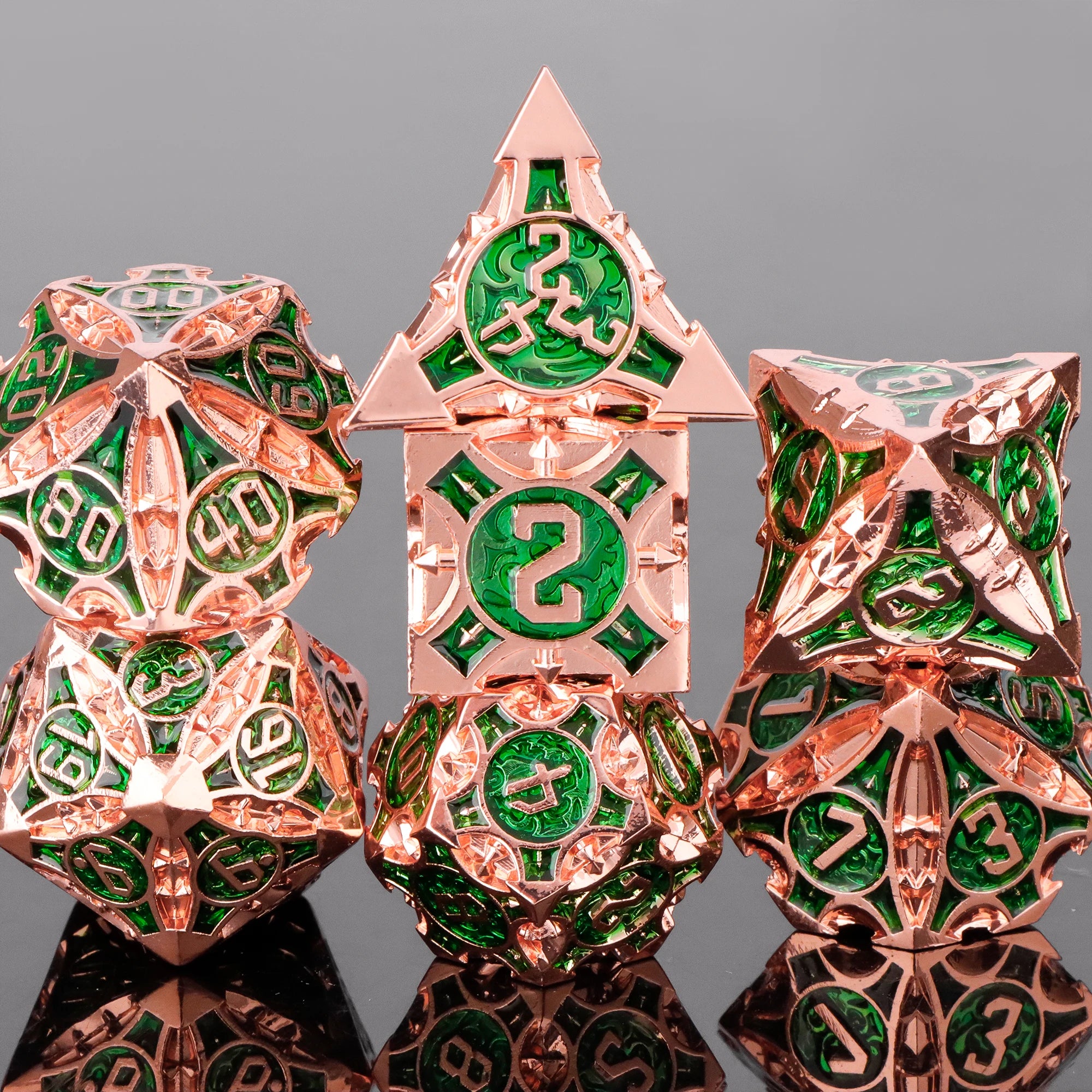 Ethereal Halo – Metal 7‑Piece Dice Set