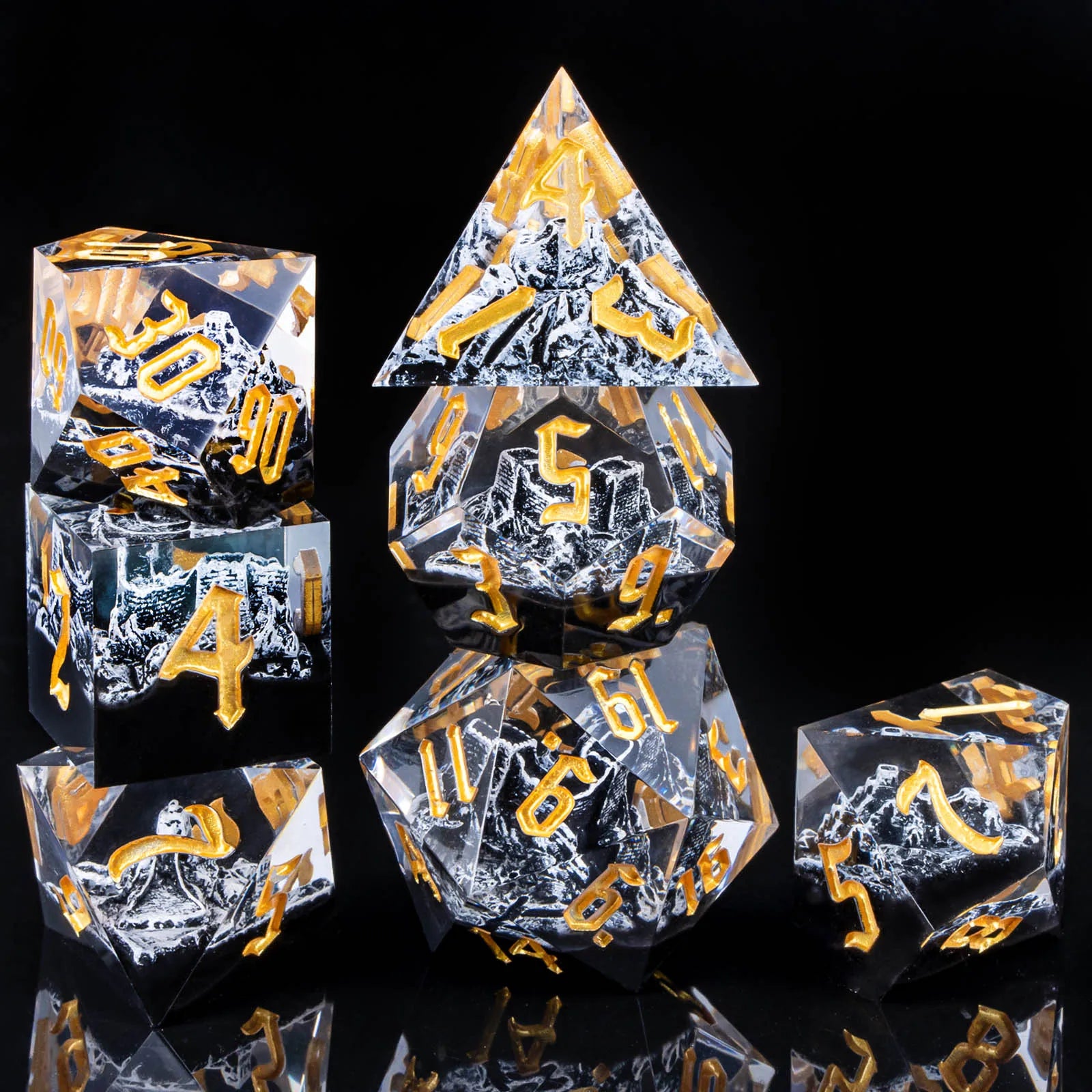 Sunshard – Resin 7‑Piece Dice Set