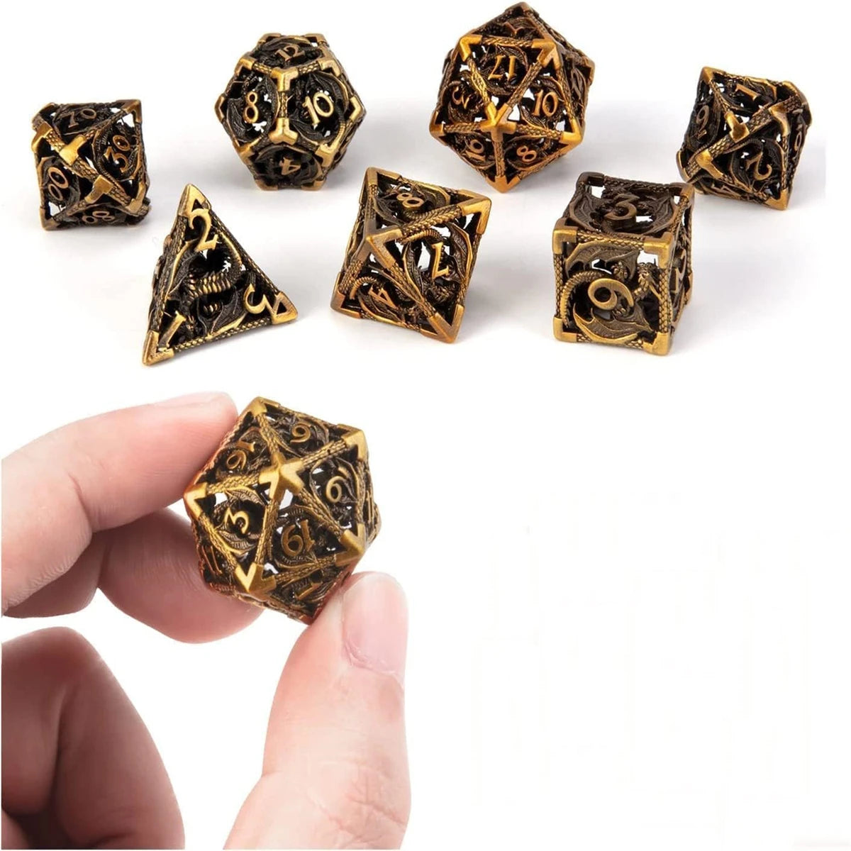 Frostward – Metal 7‑Piece Dice Set
