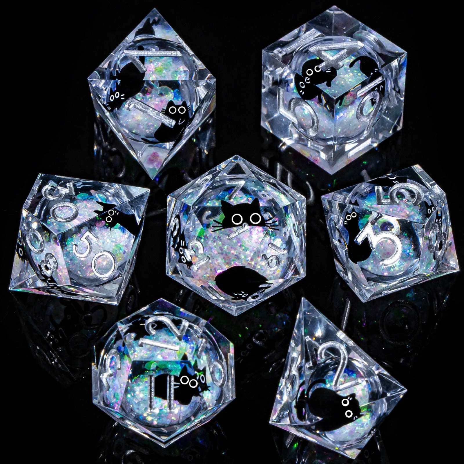 Glacierborn – Liquid‑Core 7‑Piece Dice Set