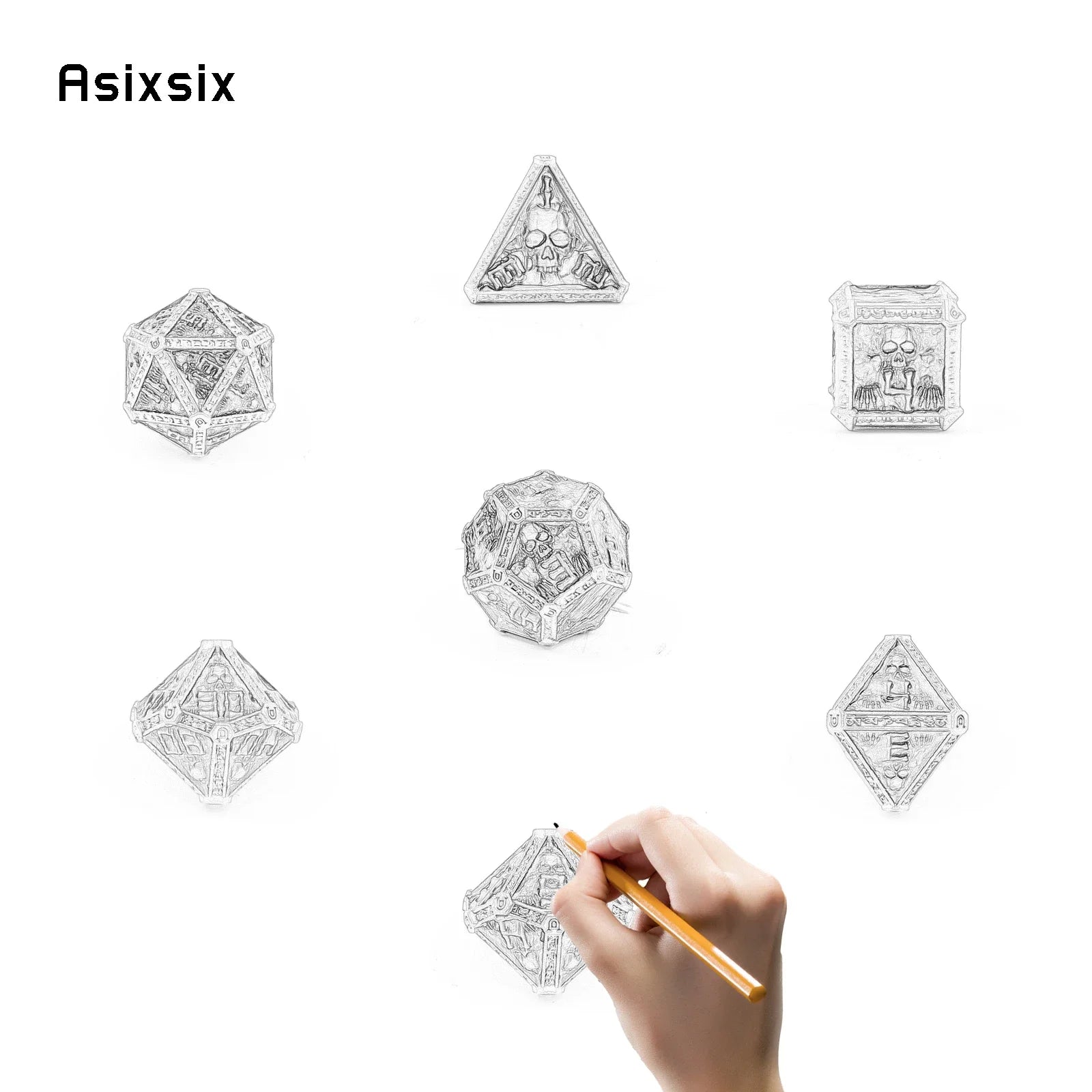 Gilded Fang – Metal 7‑Piece Dice Set