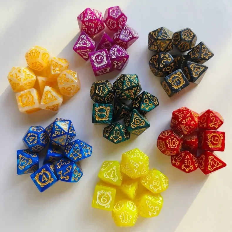 Crystal Veil – 7‑Piece Dice Set