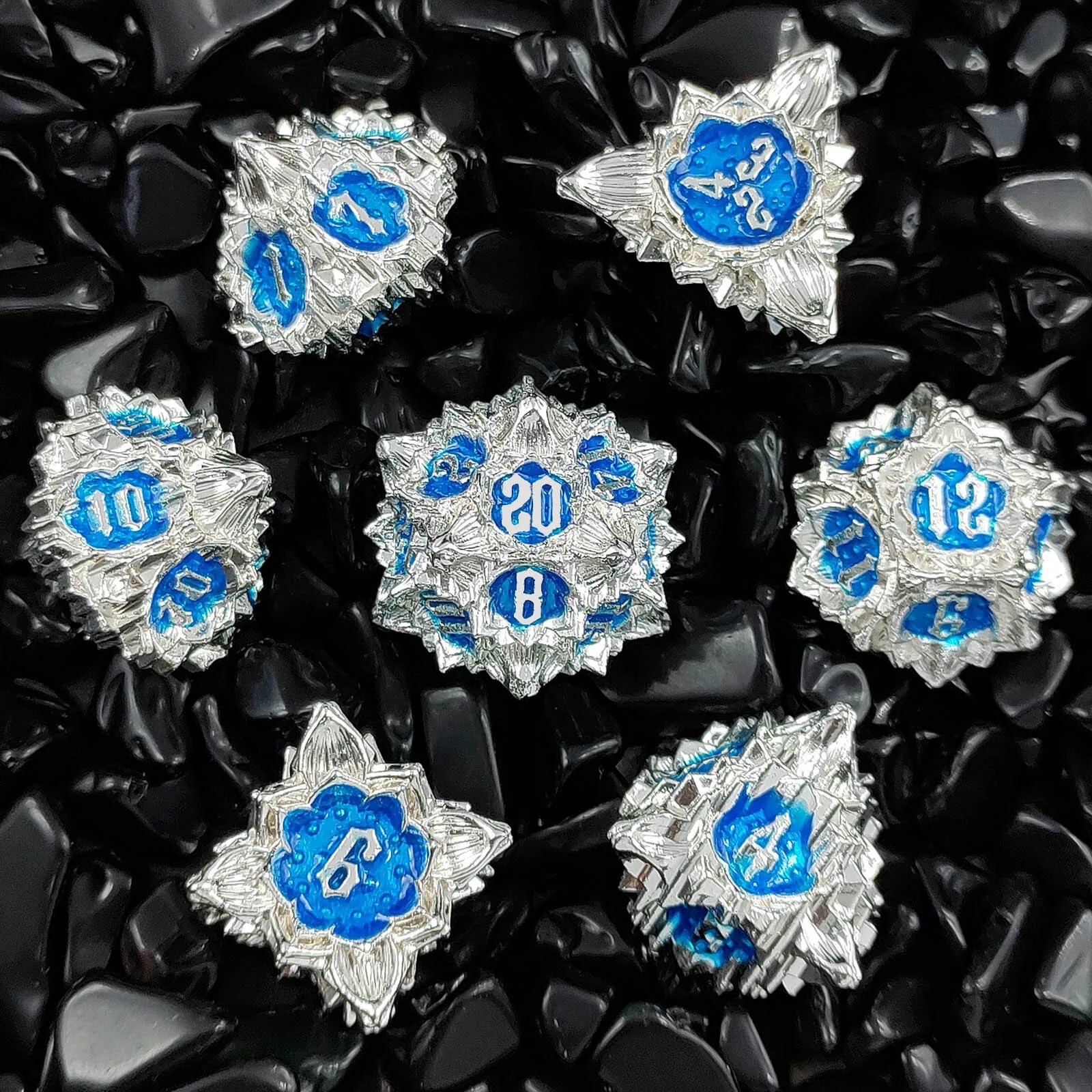 Arcane Aegis – Metal 7‑Piece Dice Set