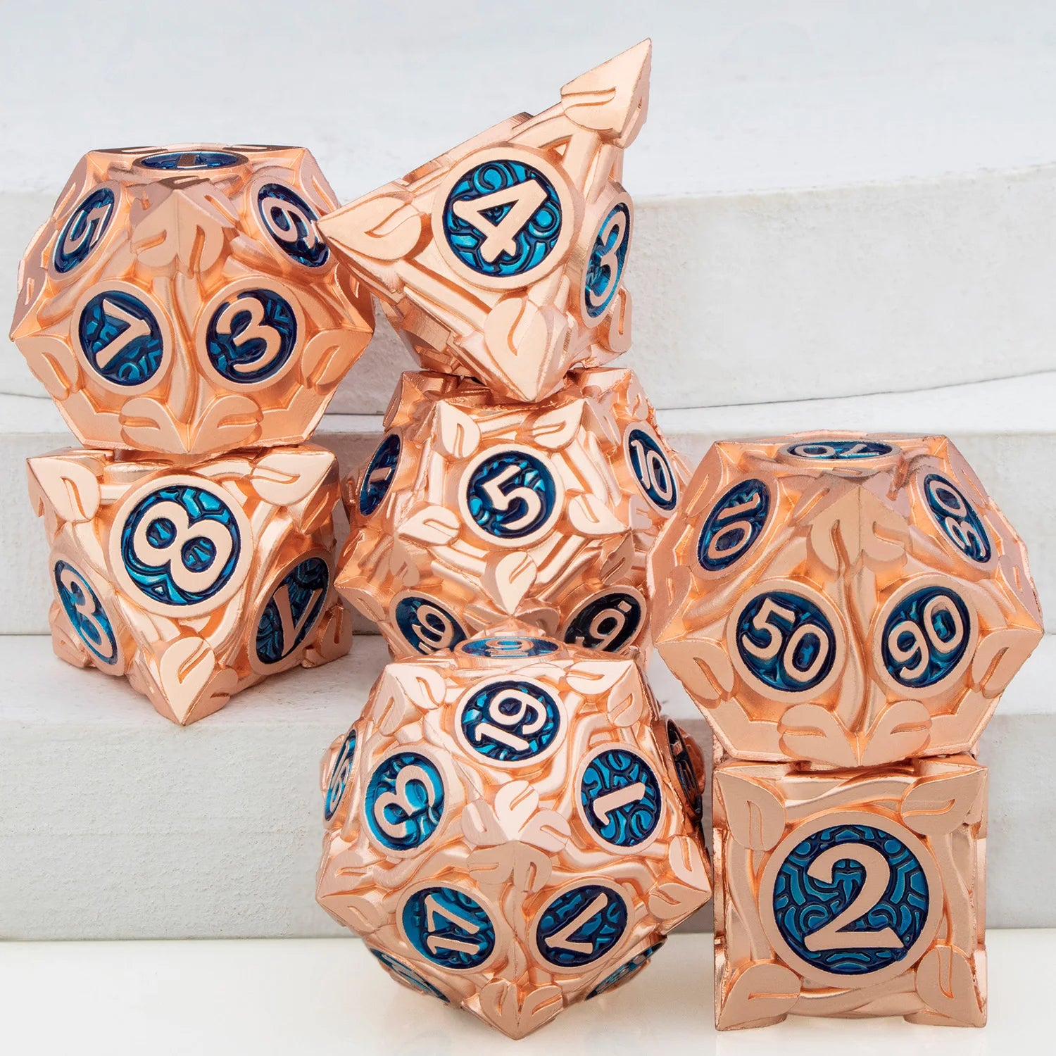 Ironflame – Metal 7‑Piece Dice Set