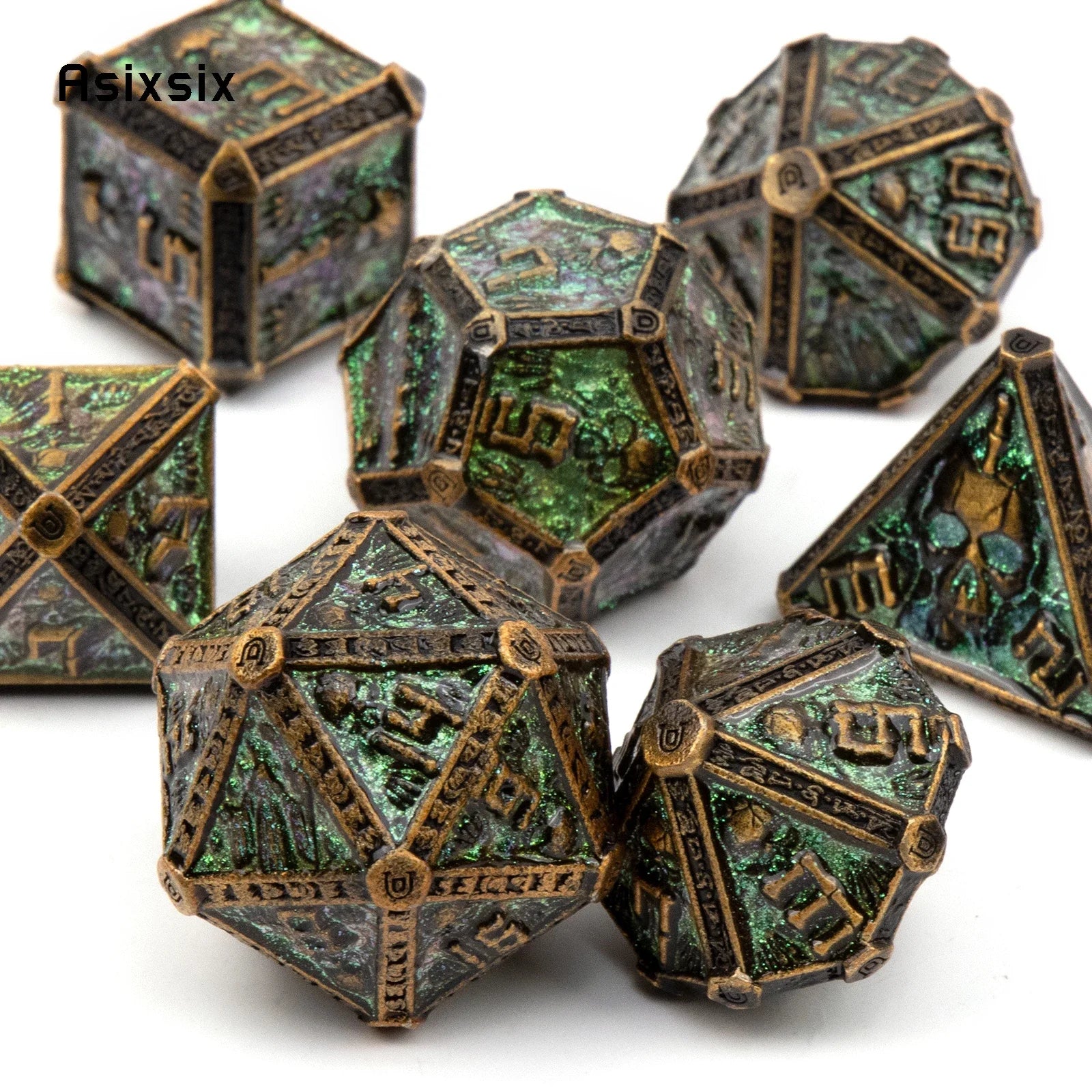 Gilded Fang – Metal 7‑Piece Dice Set