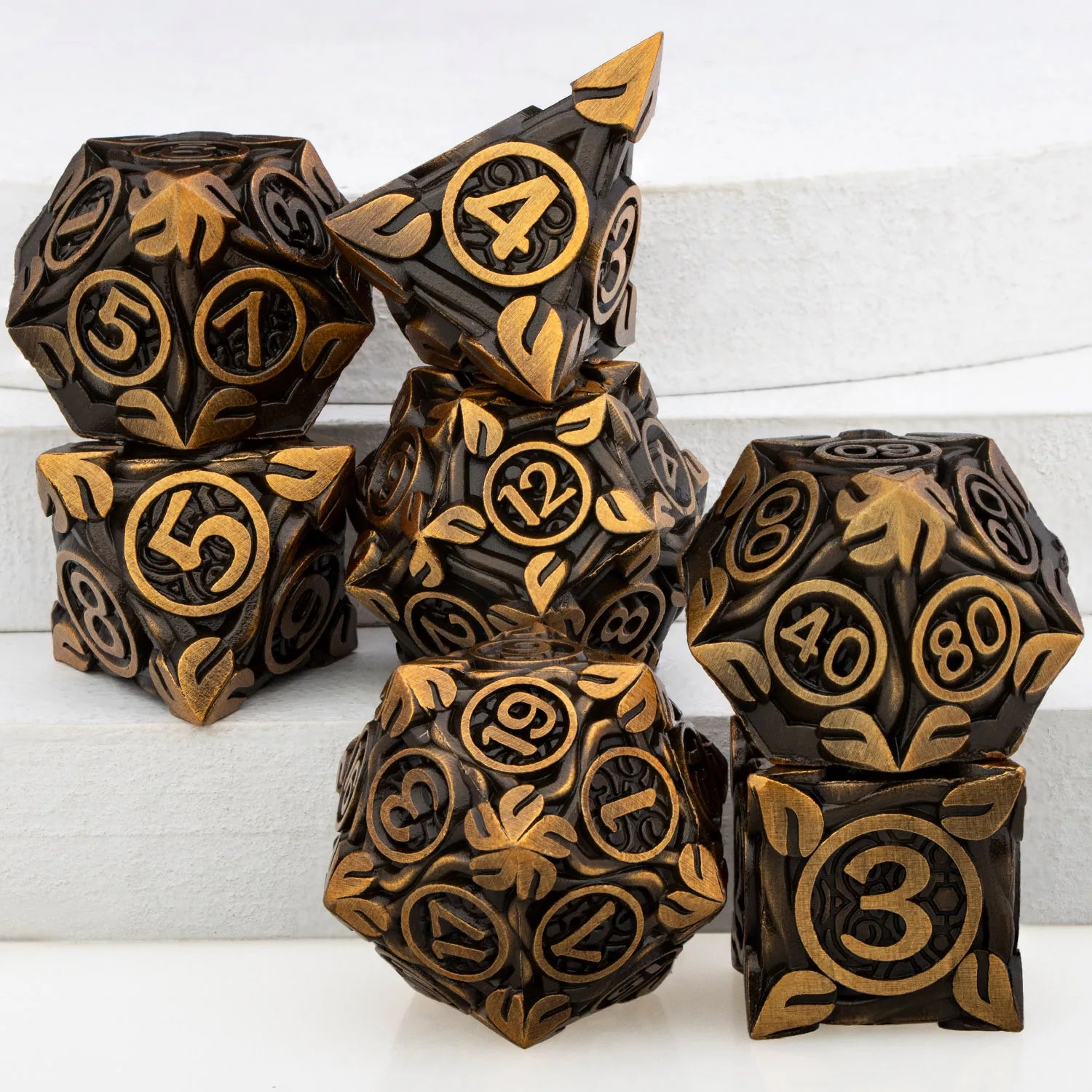 Ironflame – Metal 7‑Piece Dice Set