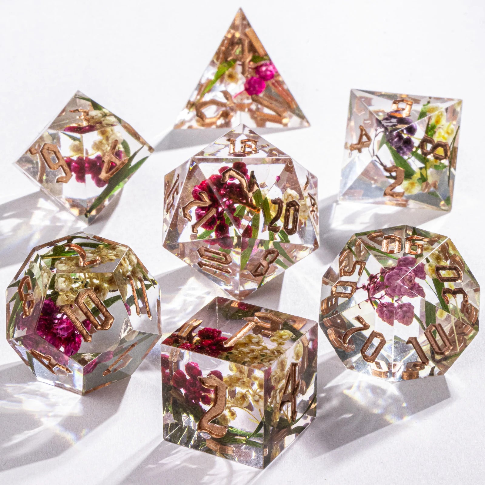 Celestial Halo – Resin 7‑Piece Dice Set