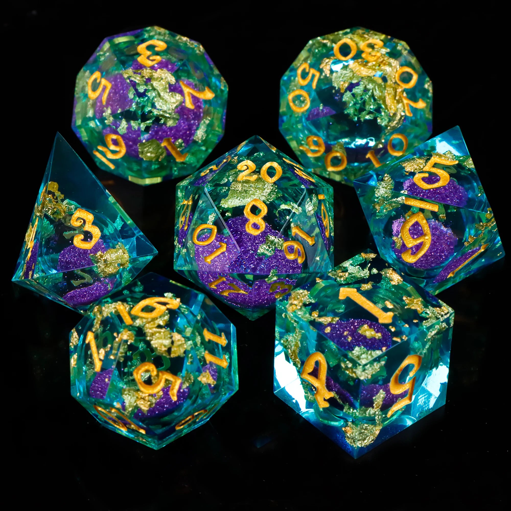 Stormglass – Liquid‑Core 7‑Piece Dice Set