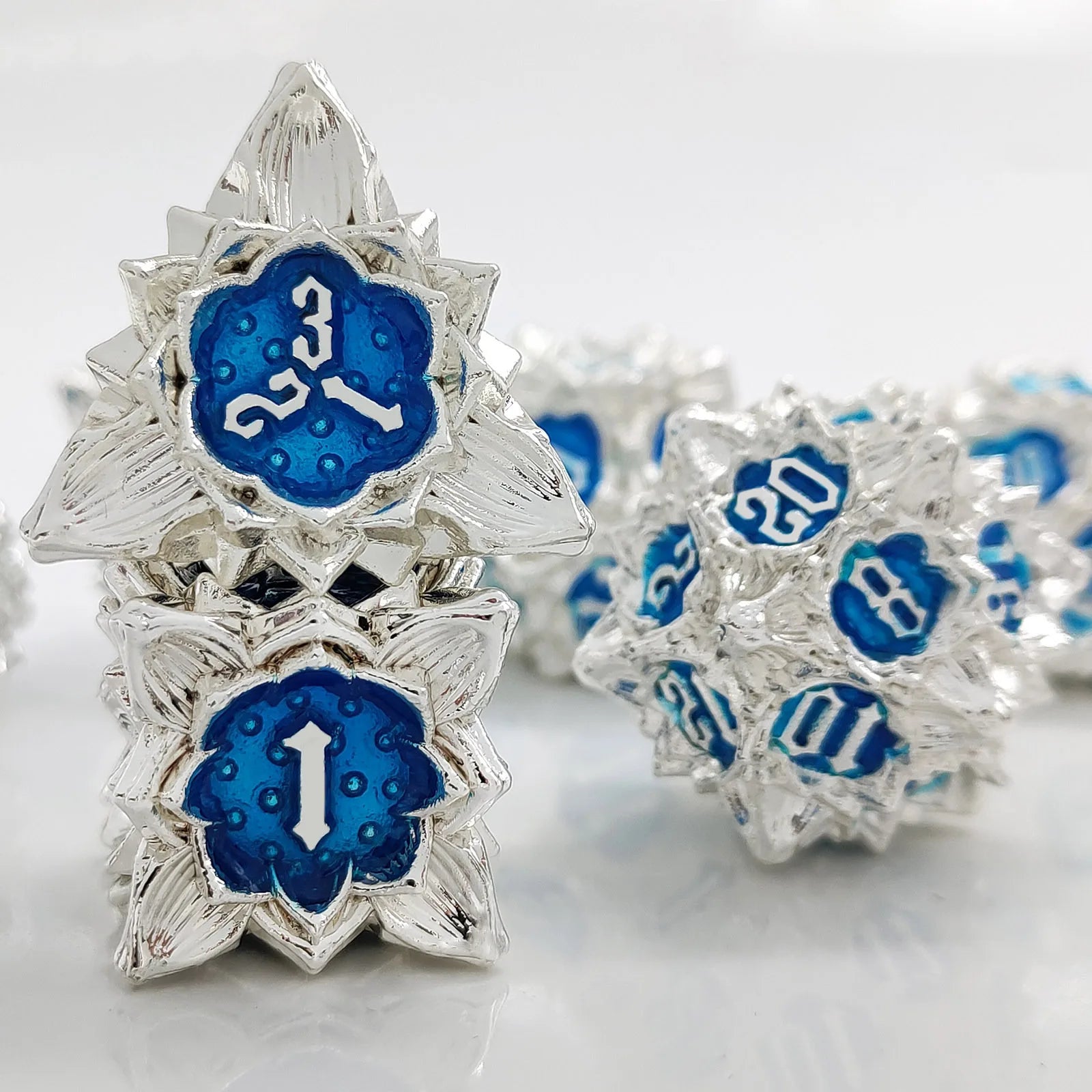 Arcane Aegis – Metal 7‑Piece Dice Set