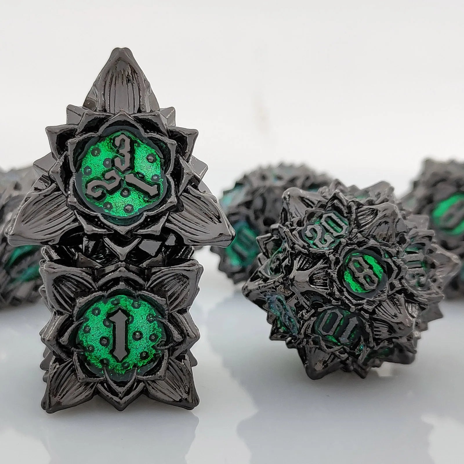 Arcane Aegis – Metal 7‑Piece Dice Set