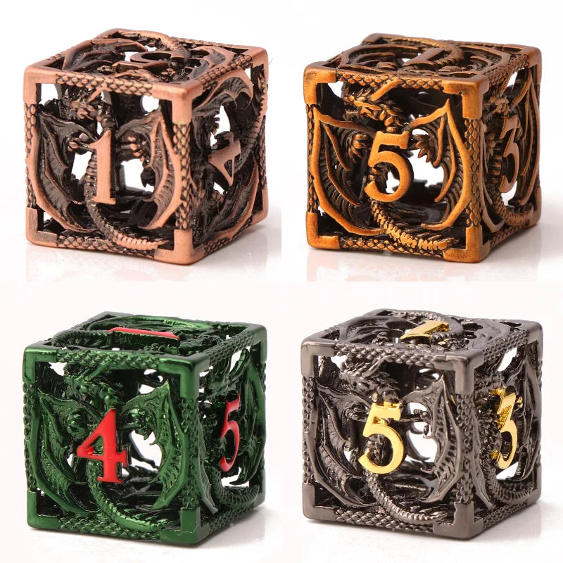 Flamecrest – Metal 7‑Piece Dice Set