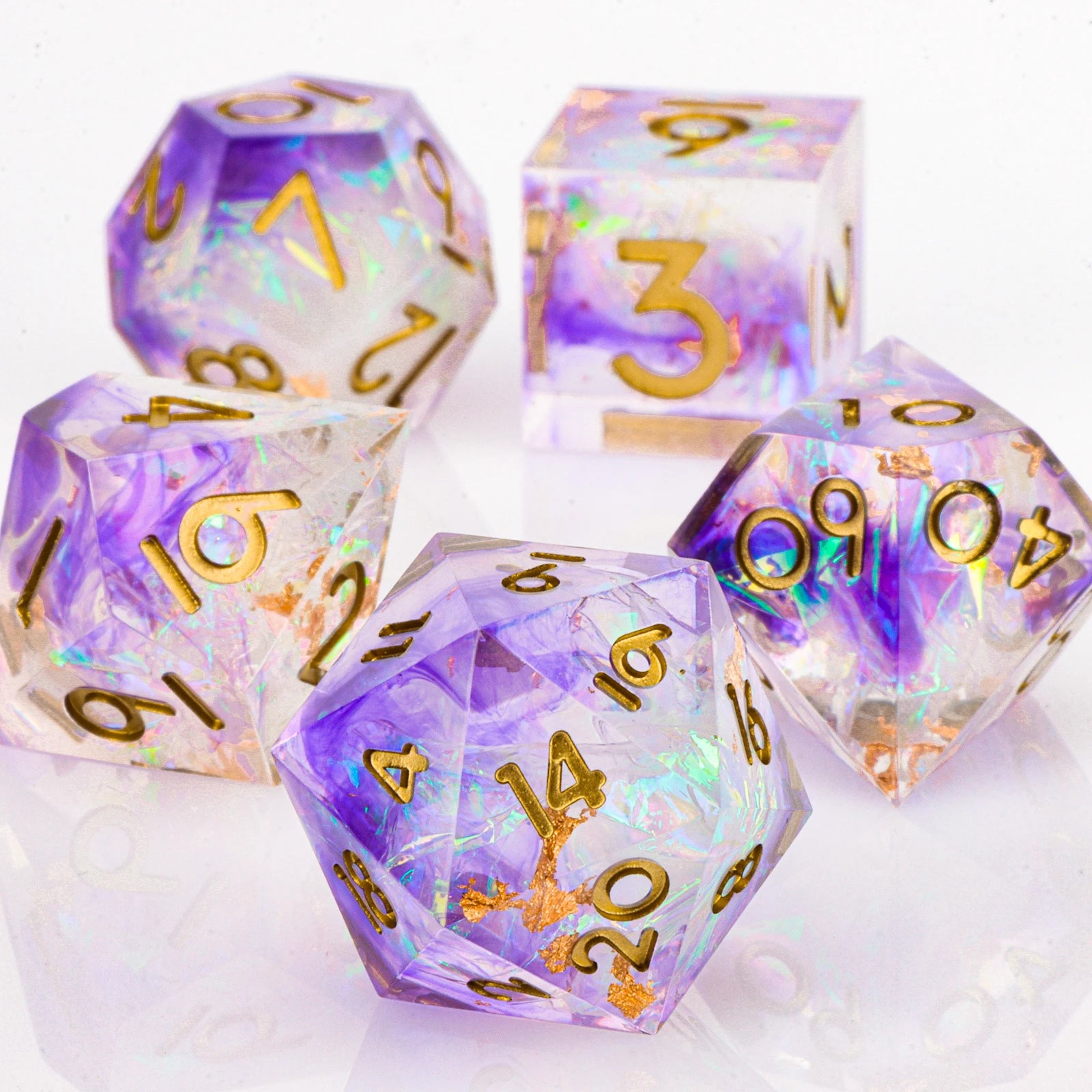 Celestial Halo – Resin 7‑Piece Dice Set