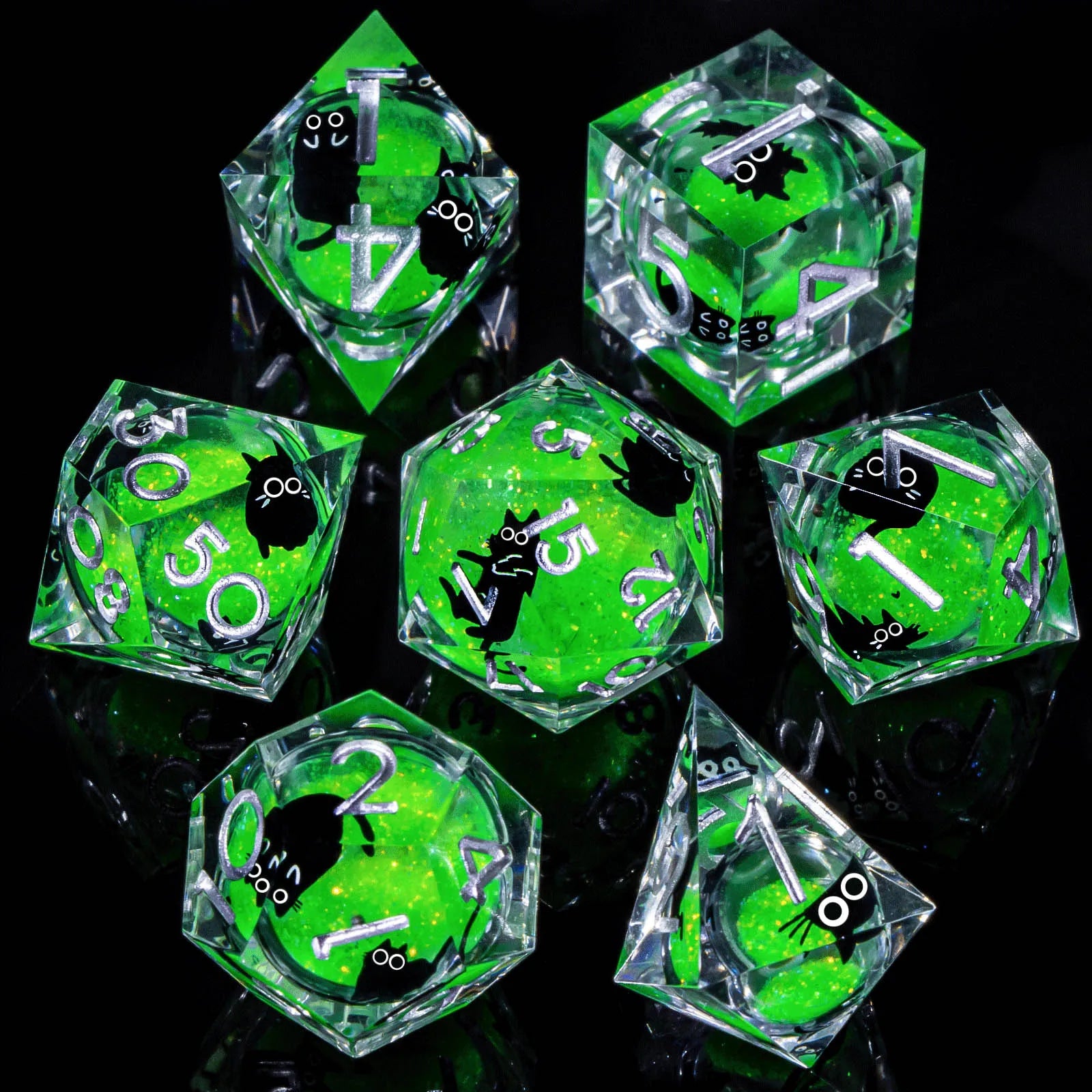 Glacierborn – Liquid‑Core 7‑Piece Dice Set