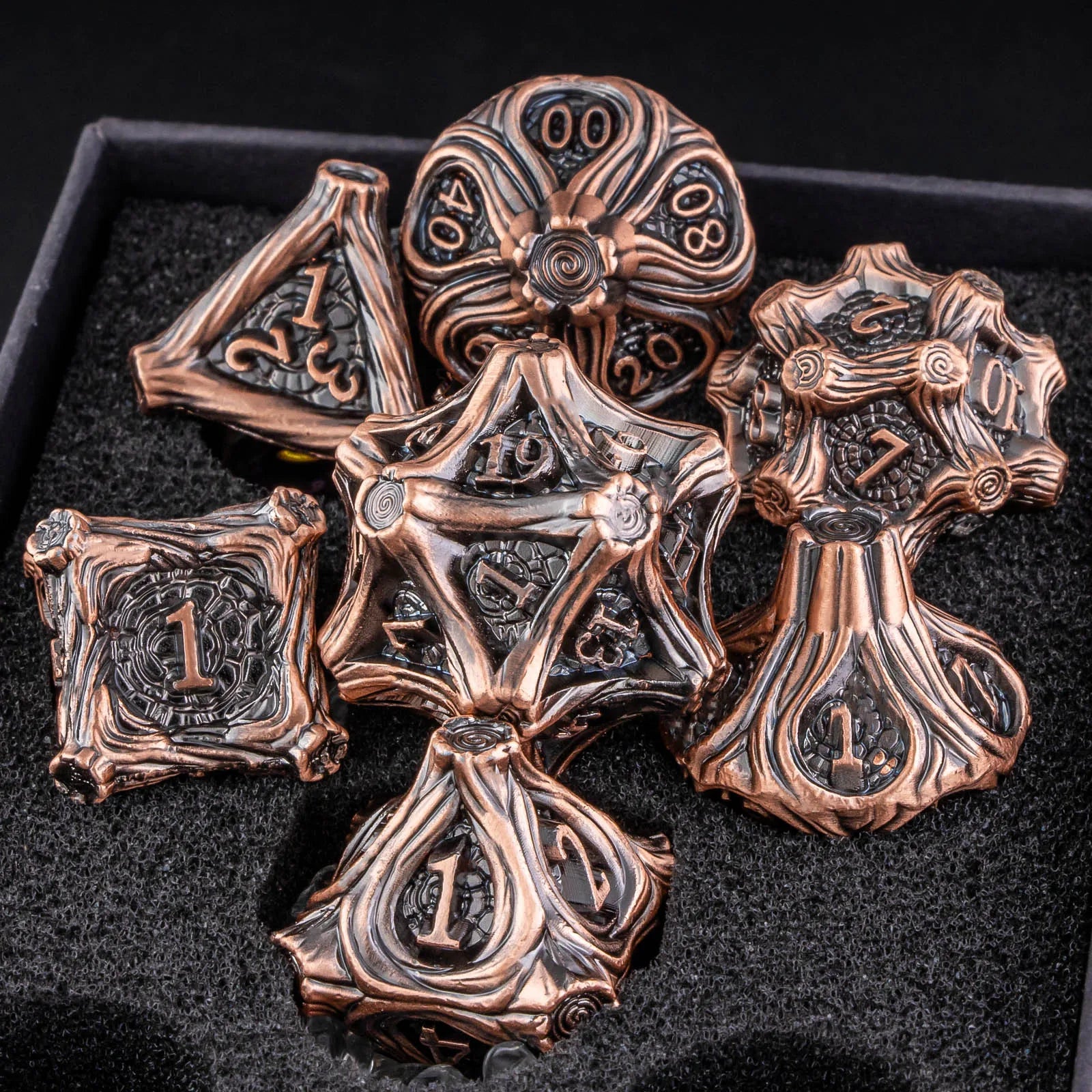 Shadowspire – Metal 7‑Piece Dice Set