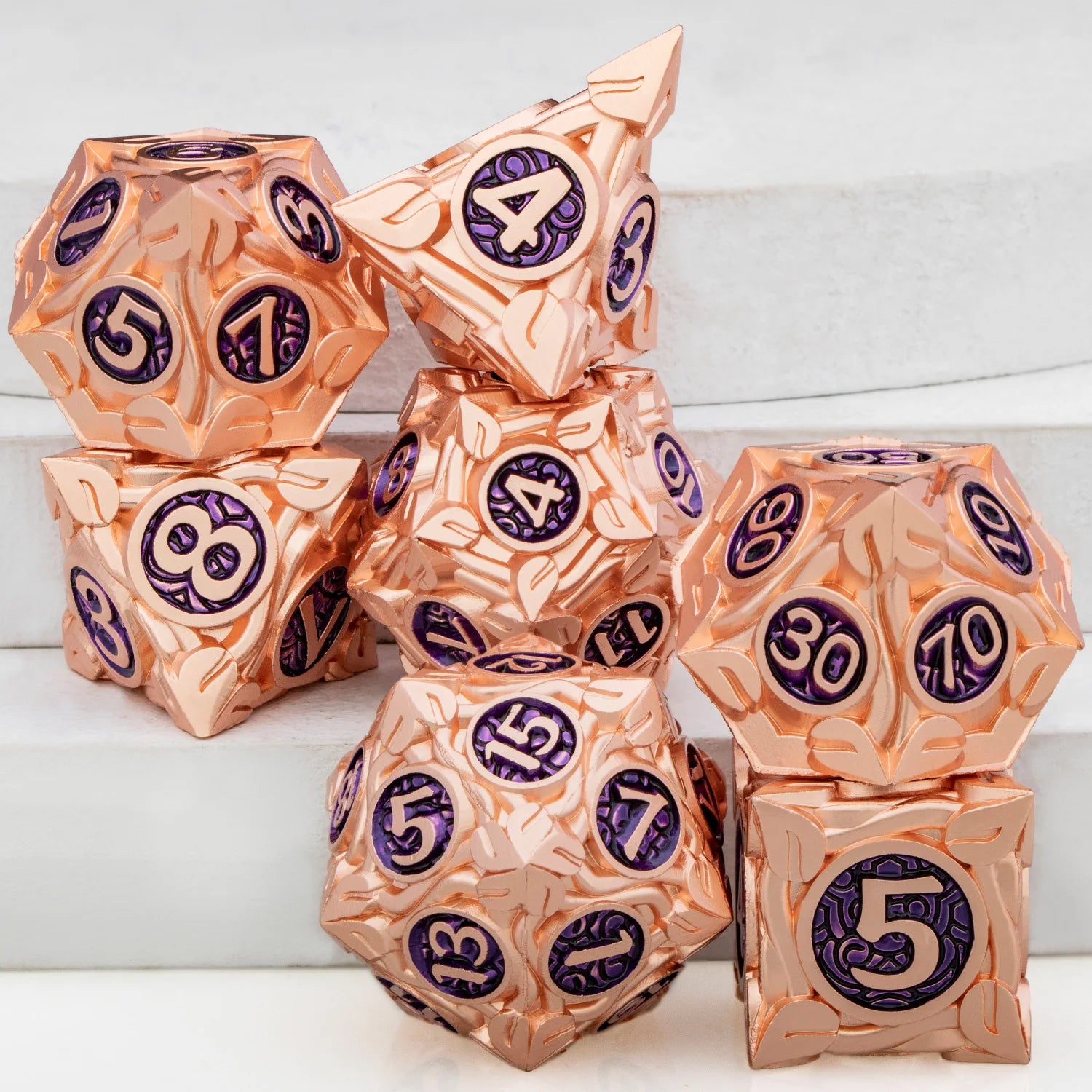 Ironflame – Metal 7‑Piece Dice Set