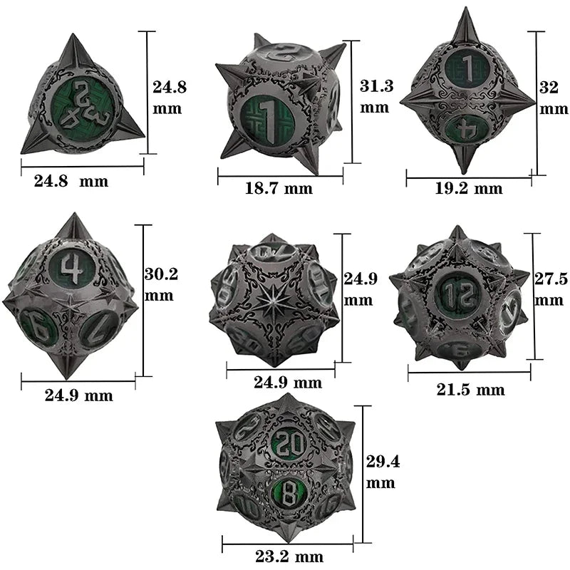 Runestone Forge – Metal 7‑Piece Dice Set