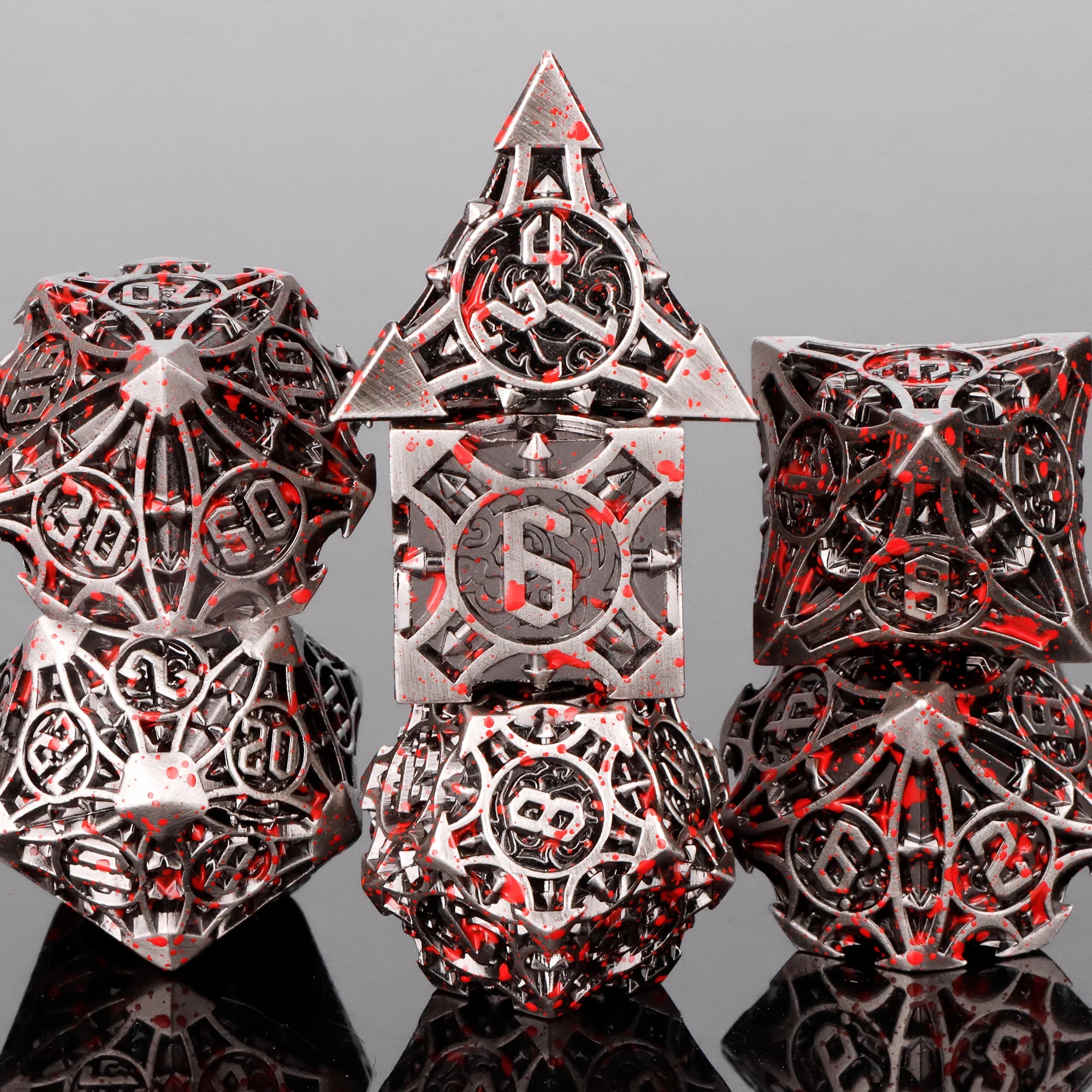 Ethereal Halo – Metal 7‑Piece Dice Set