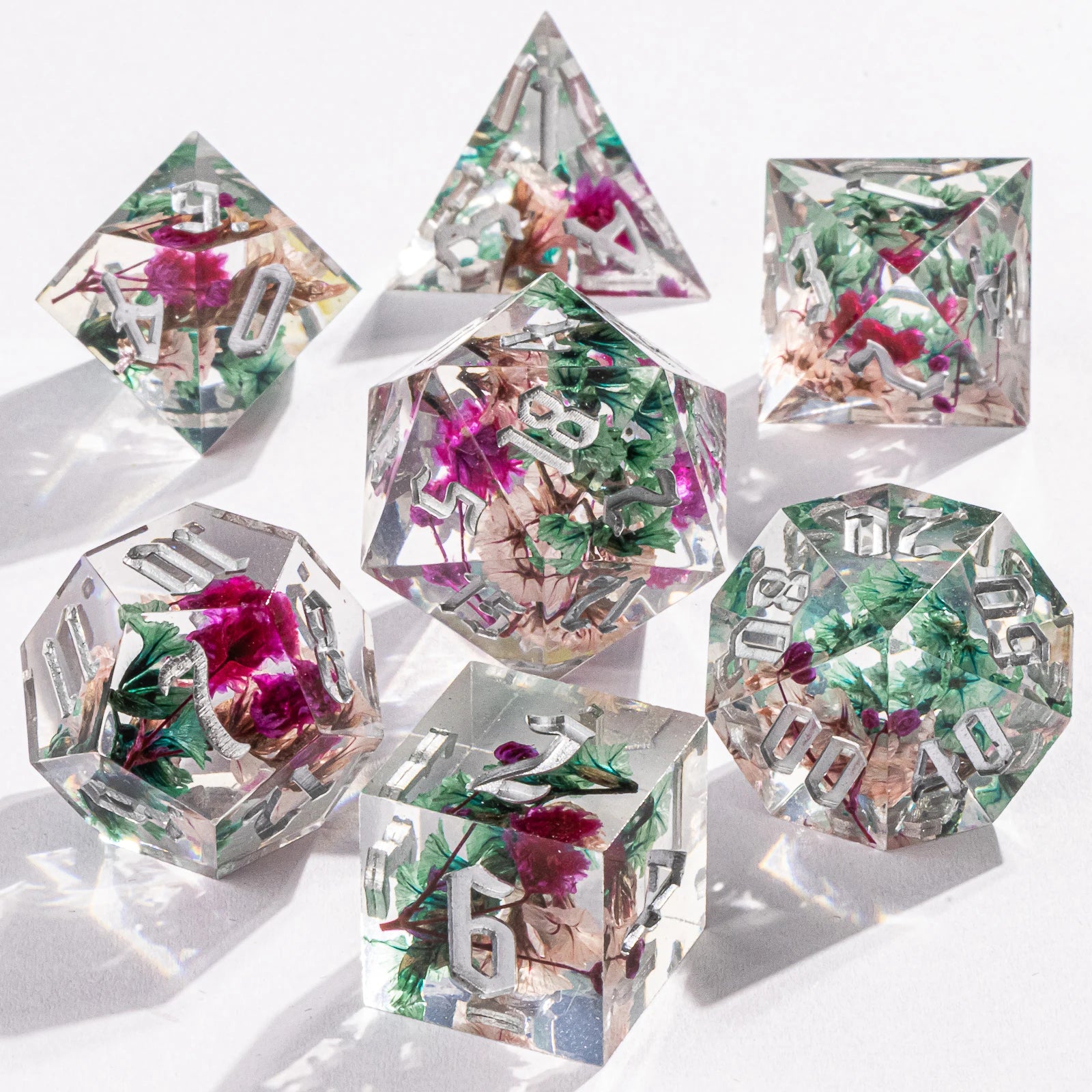 Celestial Halo – Resin 7‑Piece Dice Set