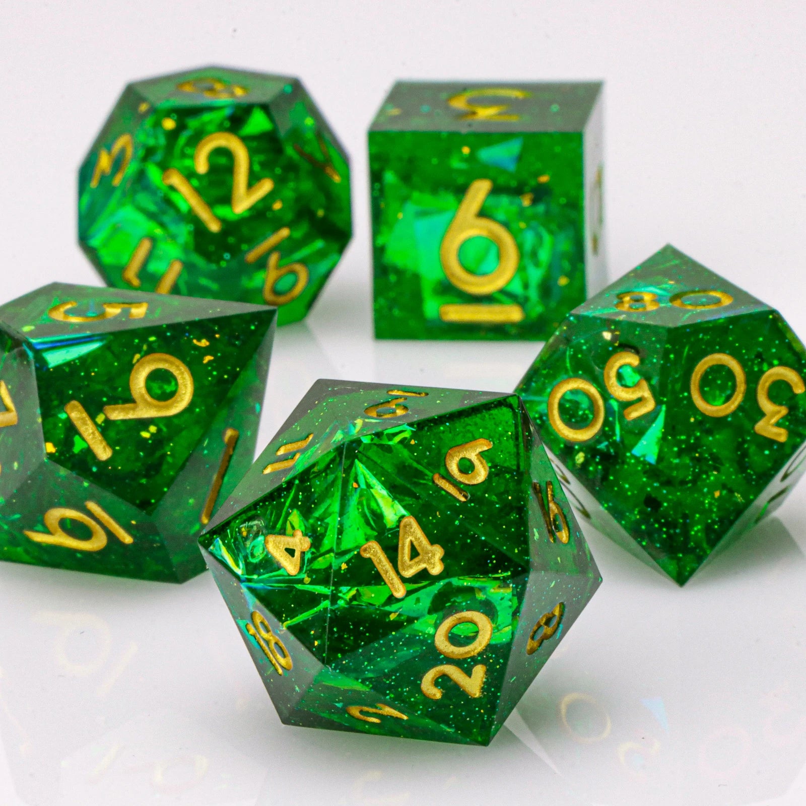 Celestial Halo – Resin 7‑Piece Dice Set
