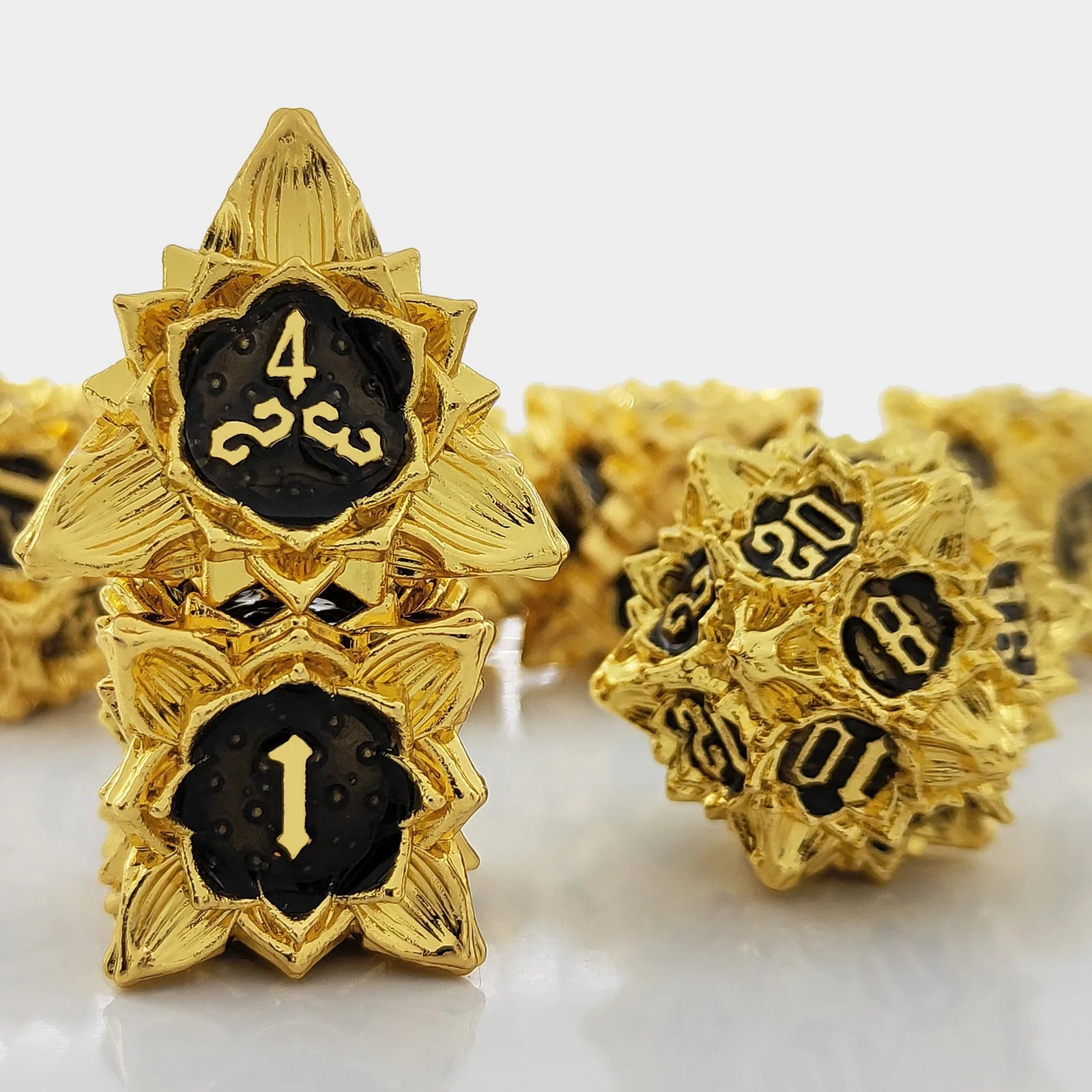 Arcane Aegis – Metal 7‑Piece Dice Set