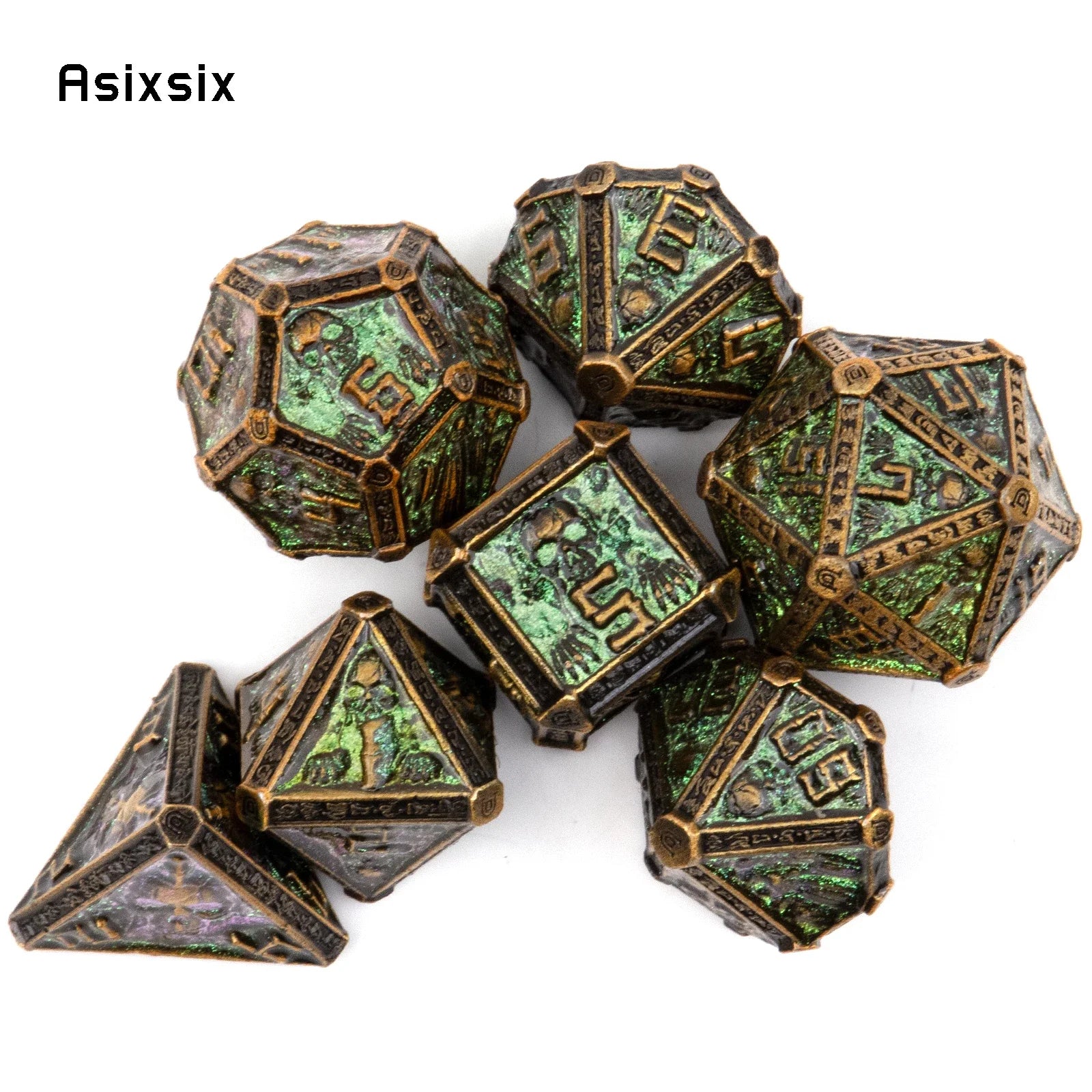 Gilded Fang – Metal 7‑Piece Dice Set