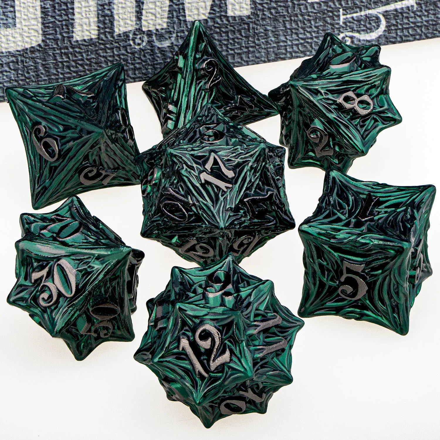 Ironflame – Metal 7‑Piece Dice Set