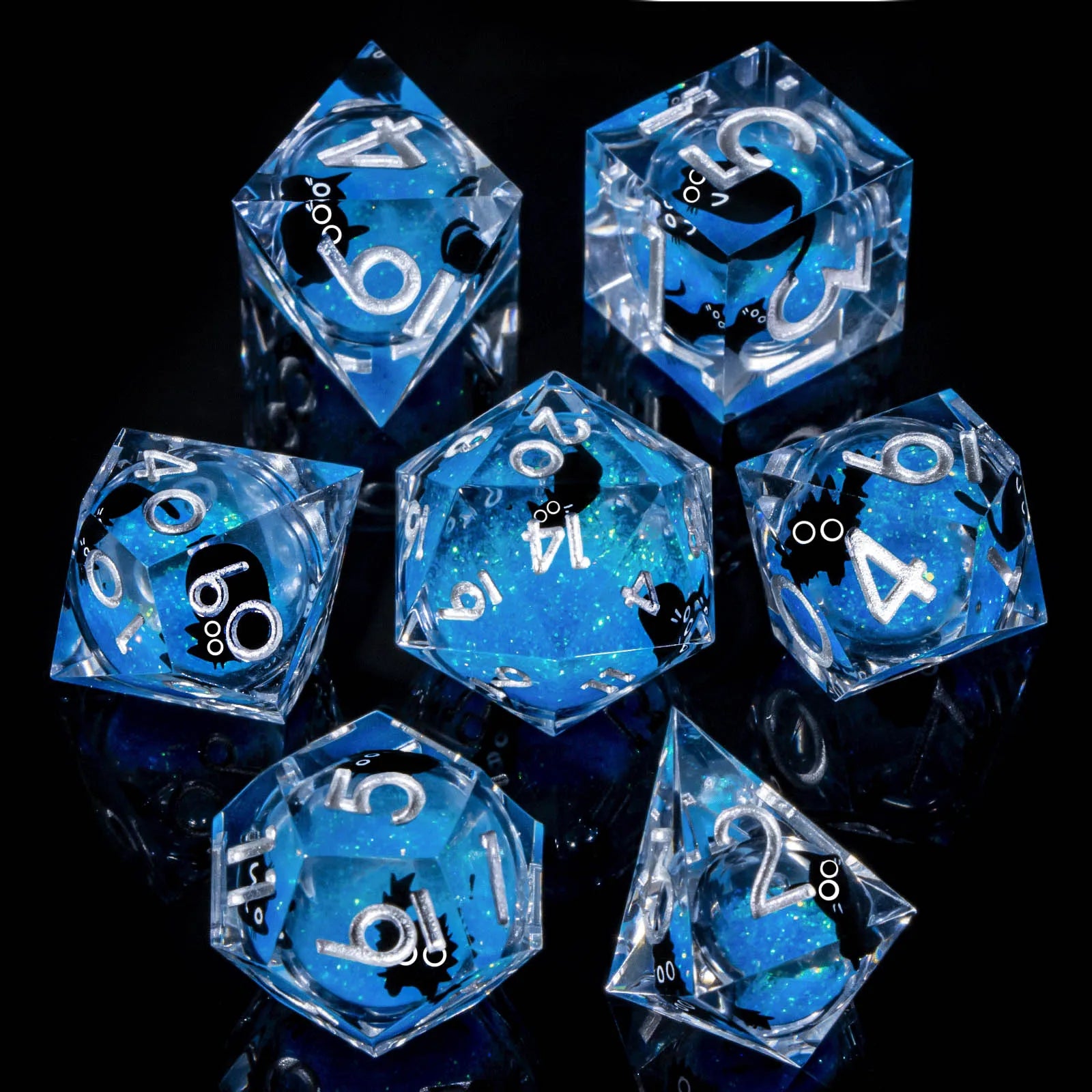 Glacierborn – Liquid‑Core 7‑Piece Dice Set