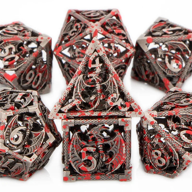 Flamecrest – Metal 7‑Piece Dice Set