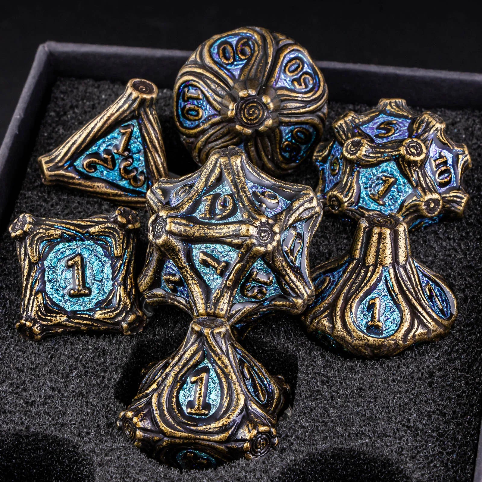 Shadowspire – Metal 7‑Piece Dice Set