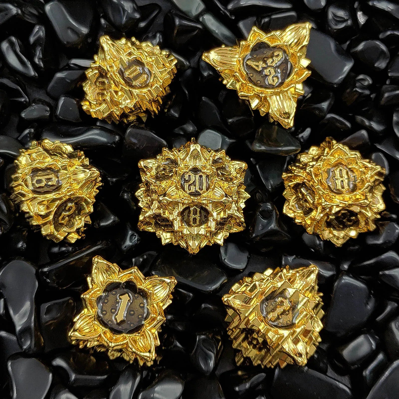 Arcane Aegis – Metal 7‑Piece Dice Set