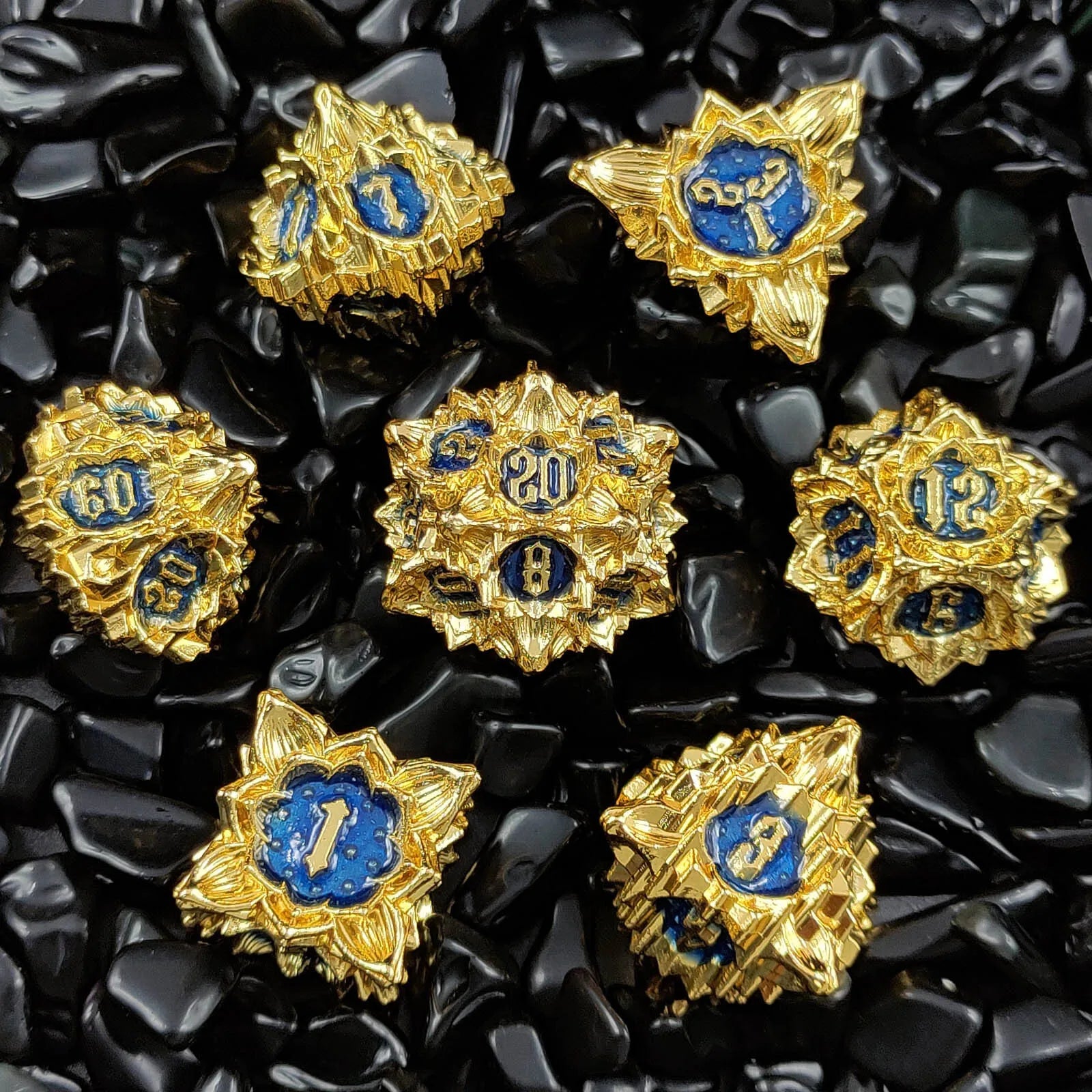 Arcane Aegis – Metal 7‑Piece Dice Set