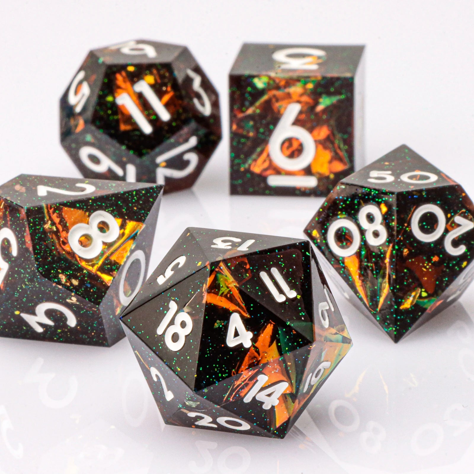 Celestial Halo – Resin 7‑Piece Dice Set