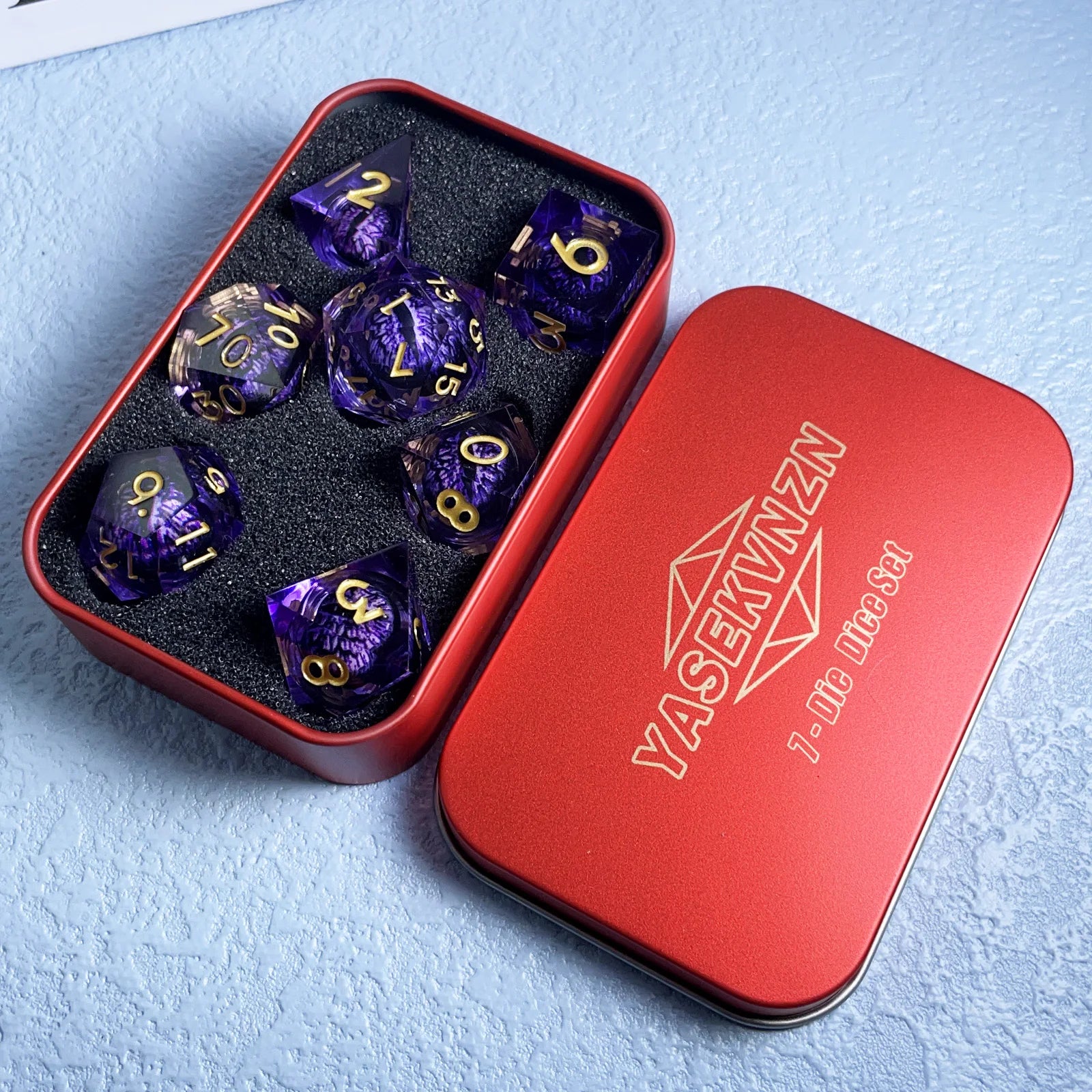 Twilight Aegis – Resin 7‑Piece Dice Set