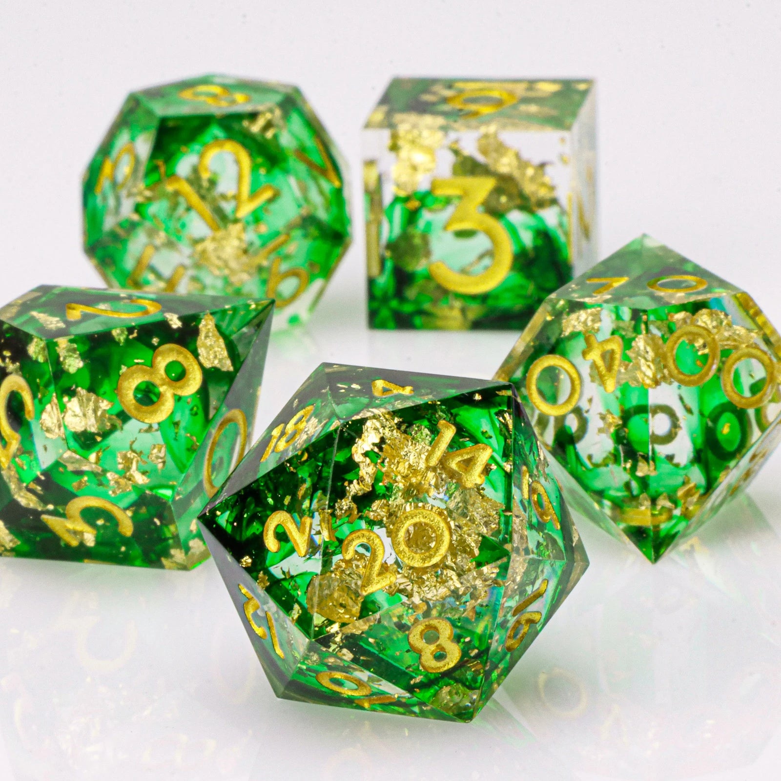 Celestial Halo – Resin 7‑Piece Dice Set