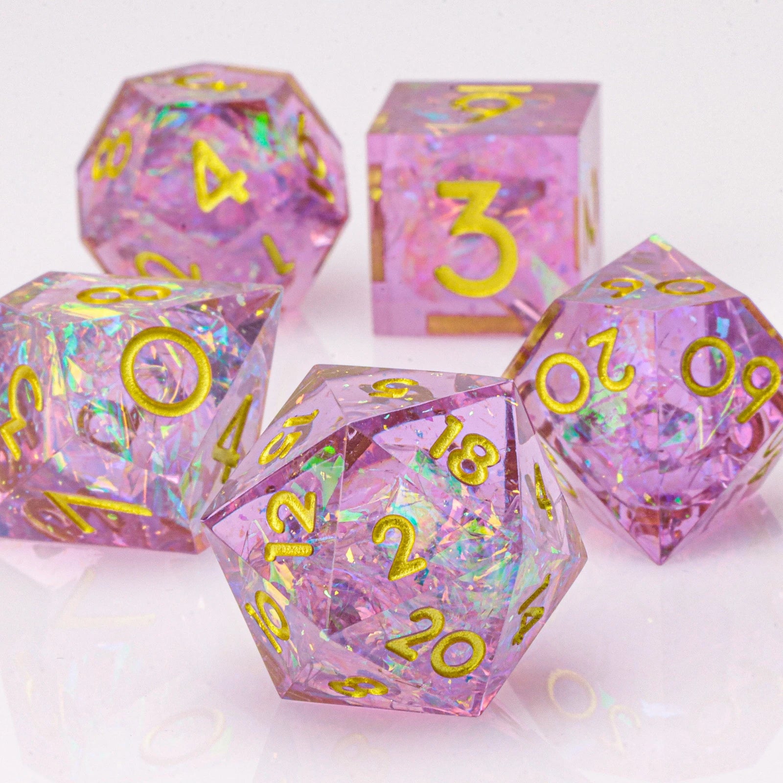 Celestial Halo – Resin 7‑Piece Dice Set