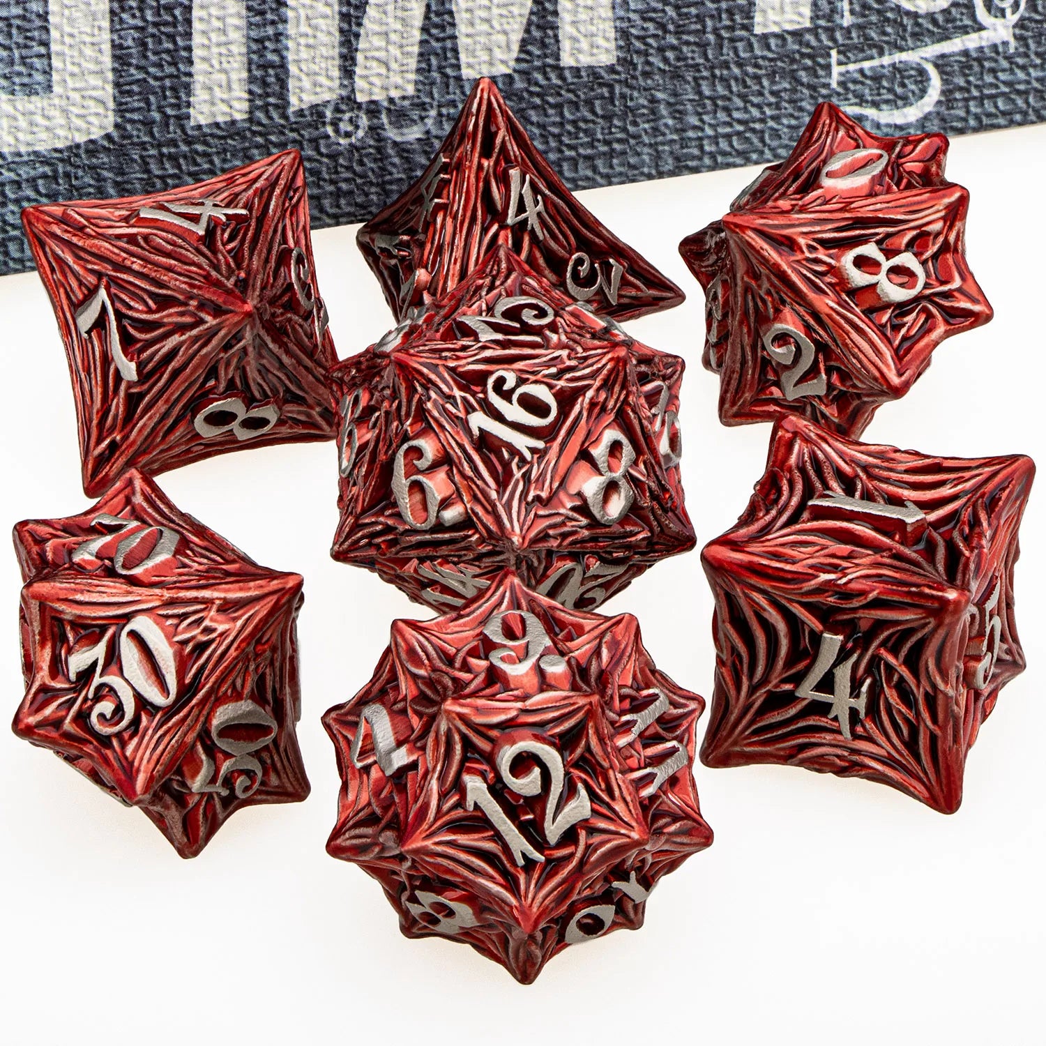 Ironflame – Metal 7‑Piece Dice Set