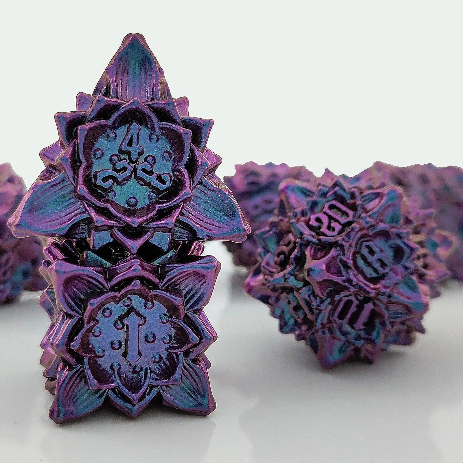 Arcane Aegis – Metal 7‑Piece Dice Set