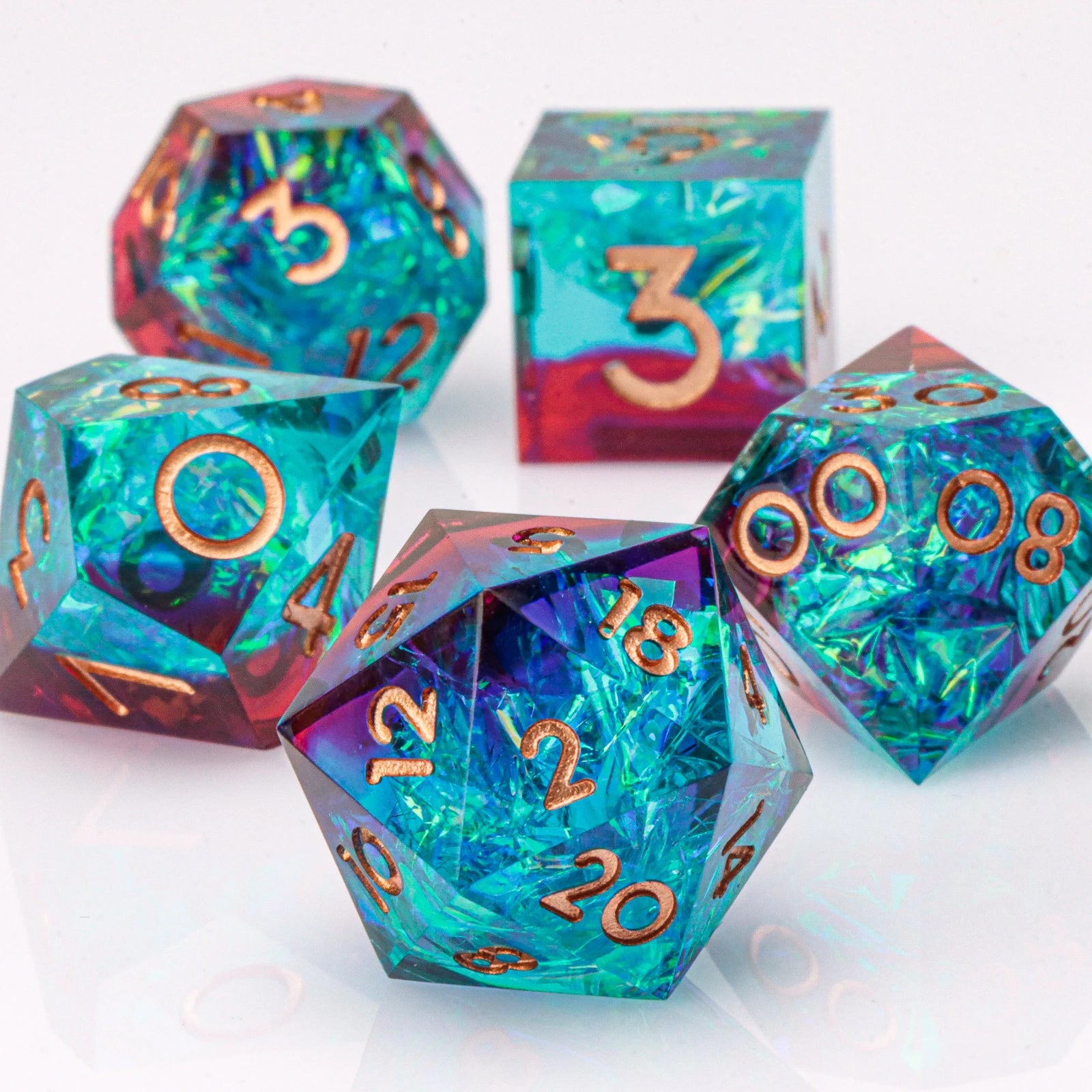 Celestial Halo – Resin 7‑Piece Dice Set