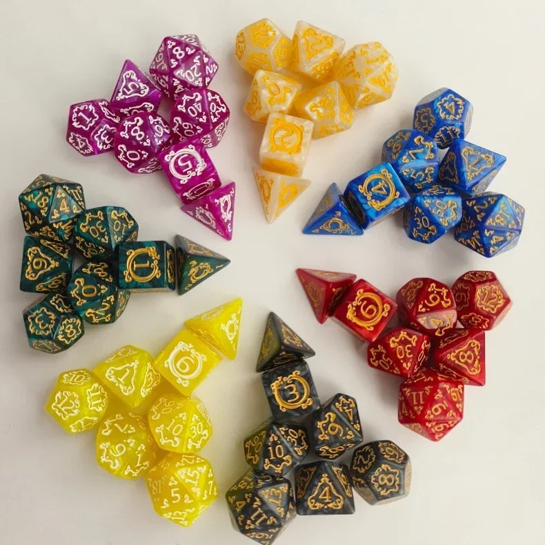 Crystal Veil – 7‑Piece Dice Set