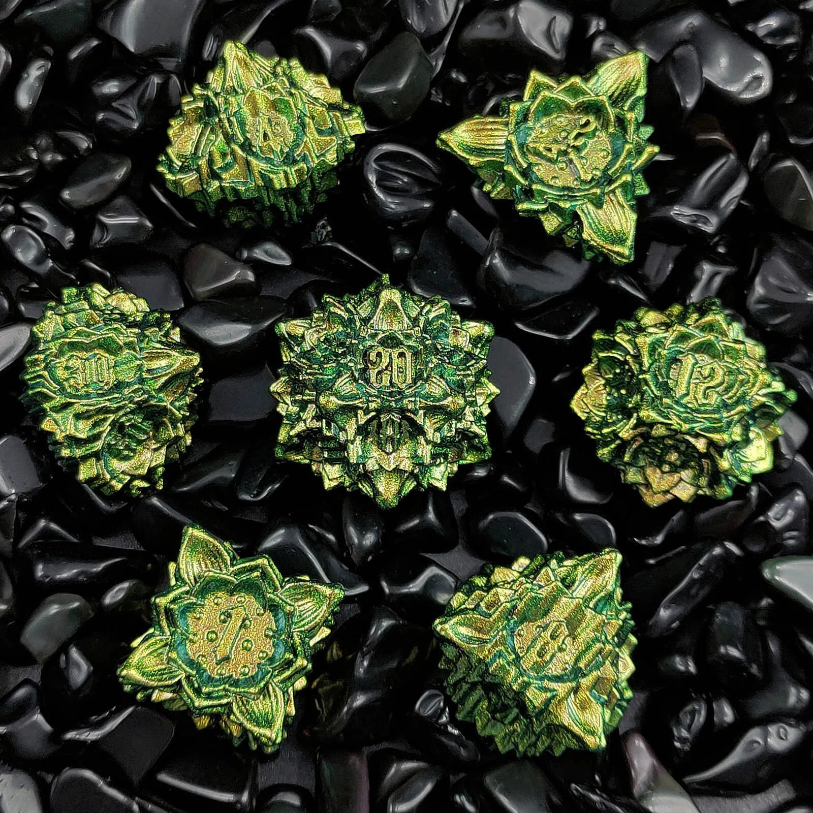 Arcane Aegis – Metal 7‑Piece Dice Set