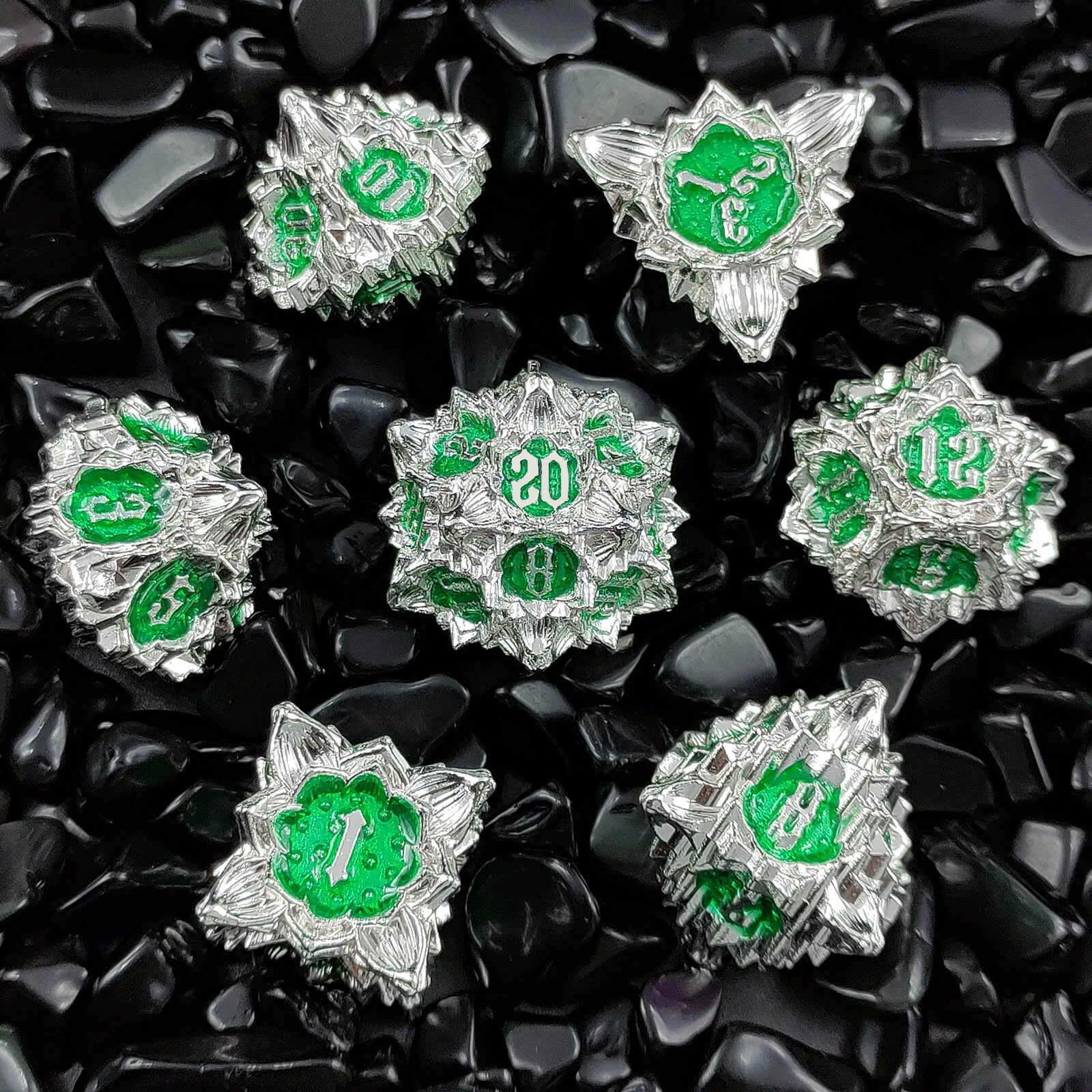 Arcane Aegis – Metal 7‑Piece Dice Set