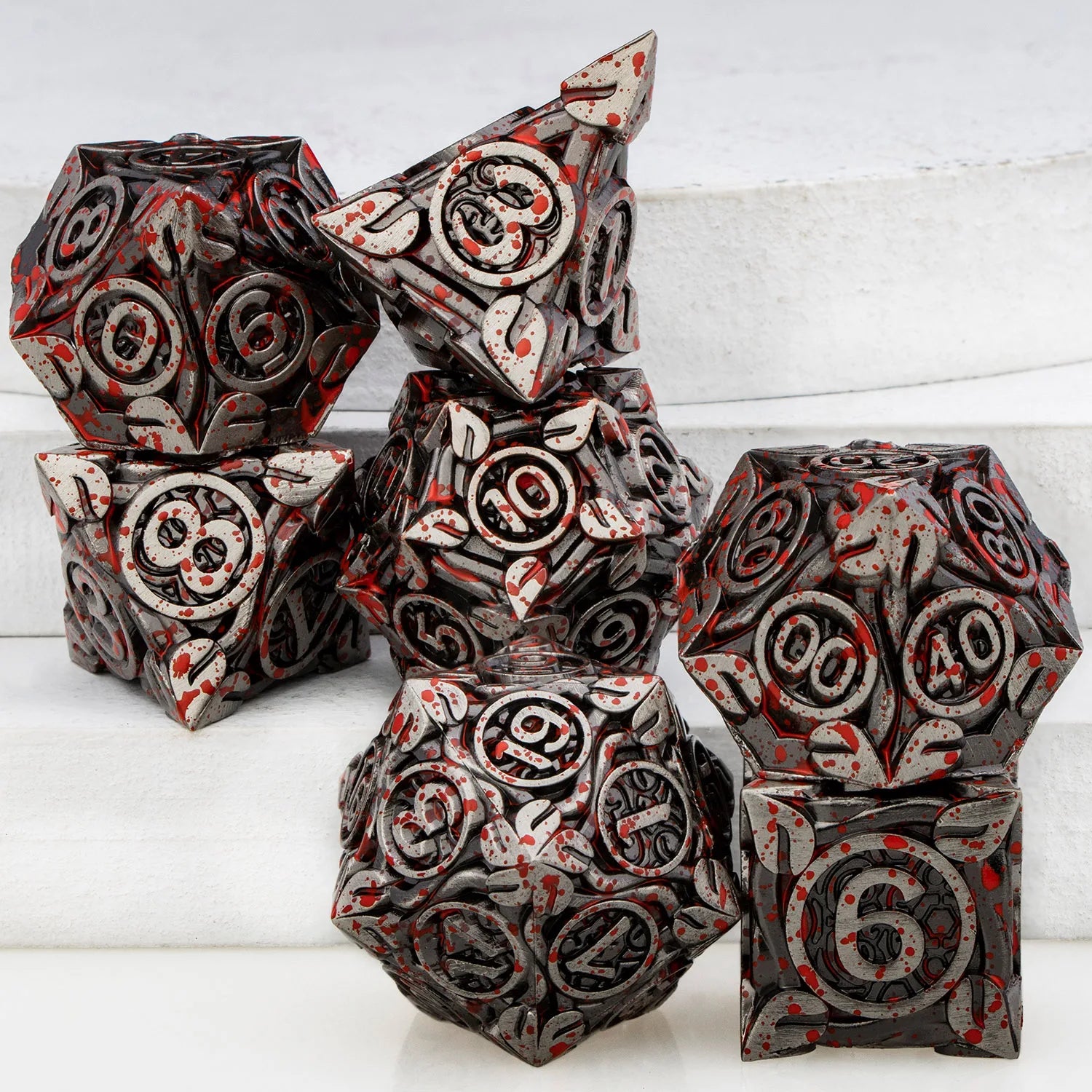 Ironflame – Metal 7‑Piece Dice Set