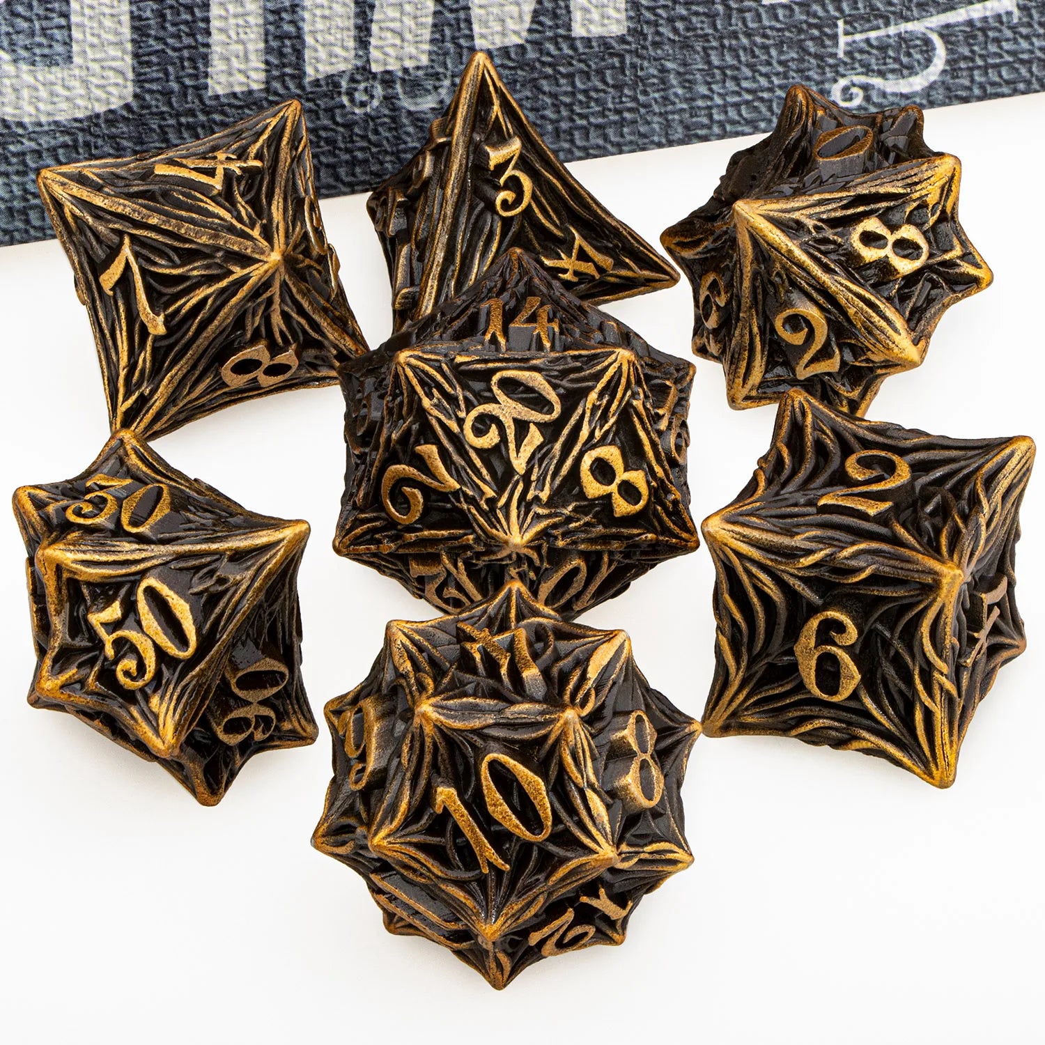 Ironflame – Metal 7‑Piece Dice Set