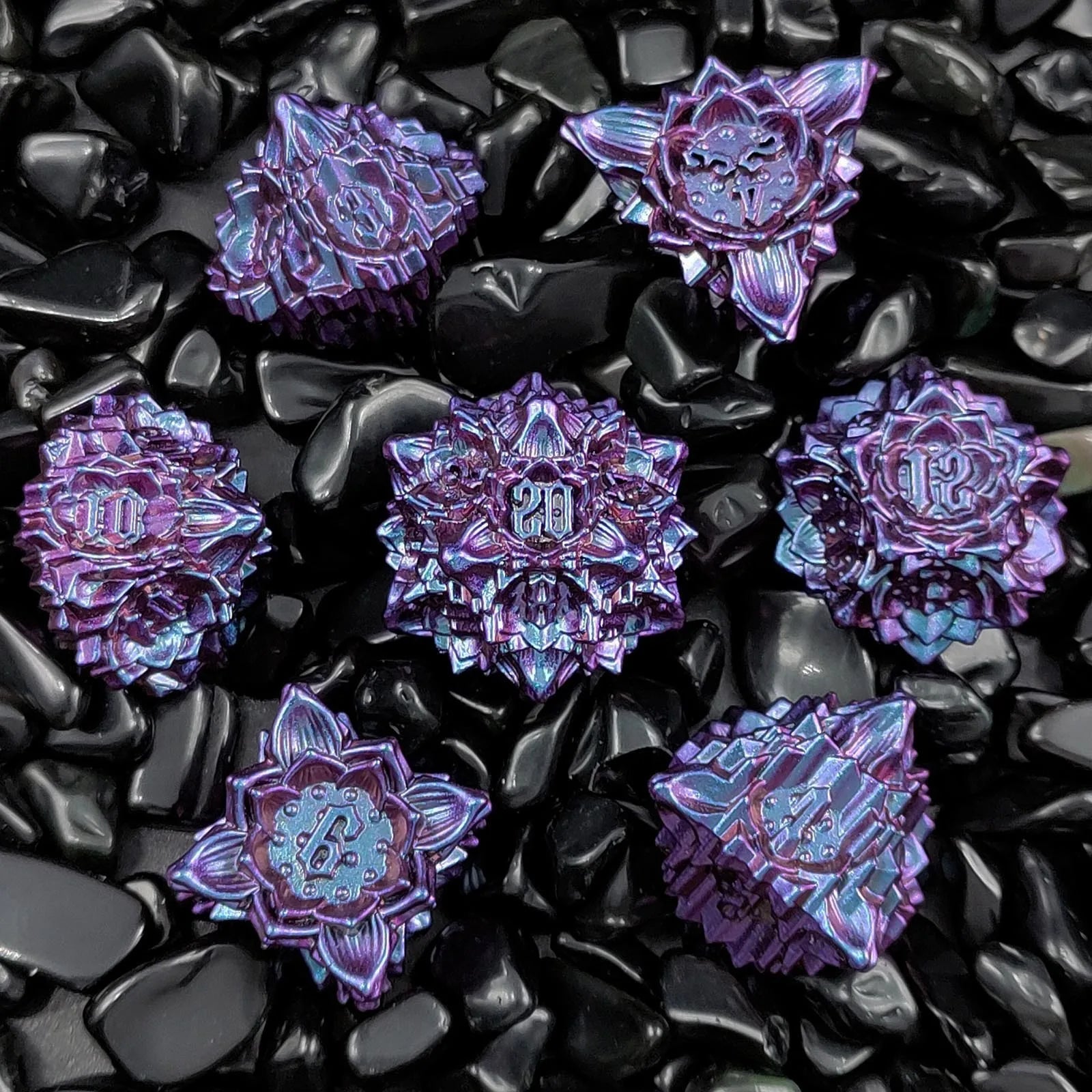 Arcane Aegis – Metal 7‑Piece Dice Set