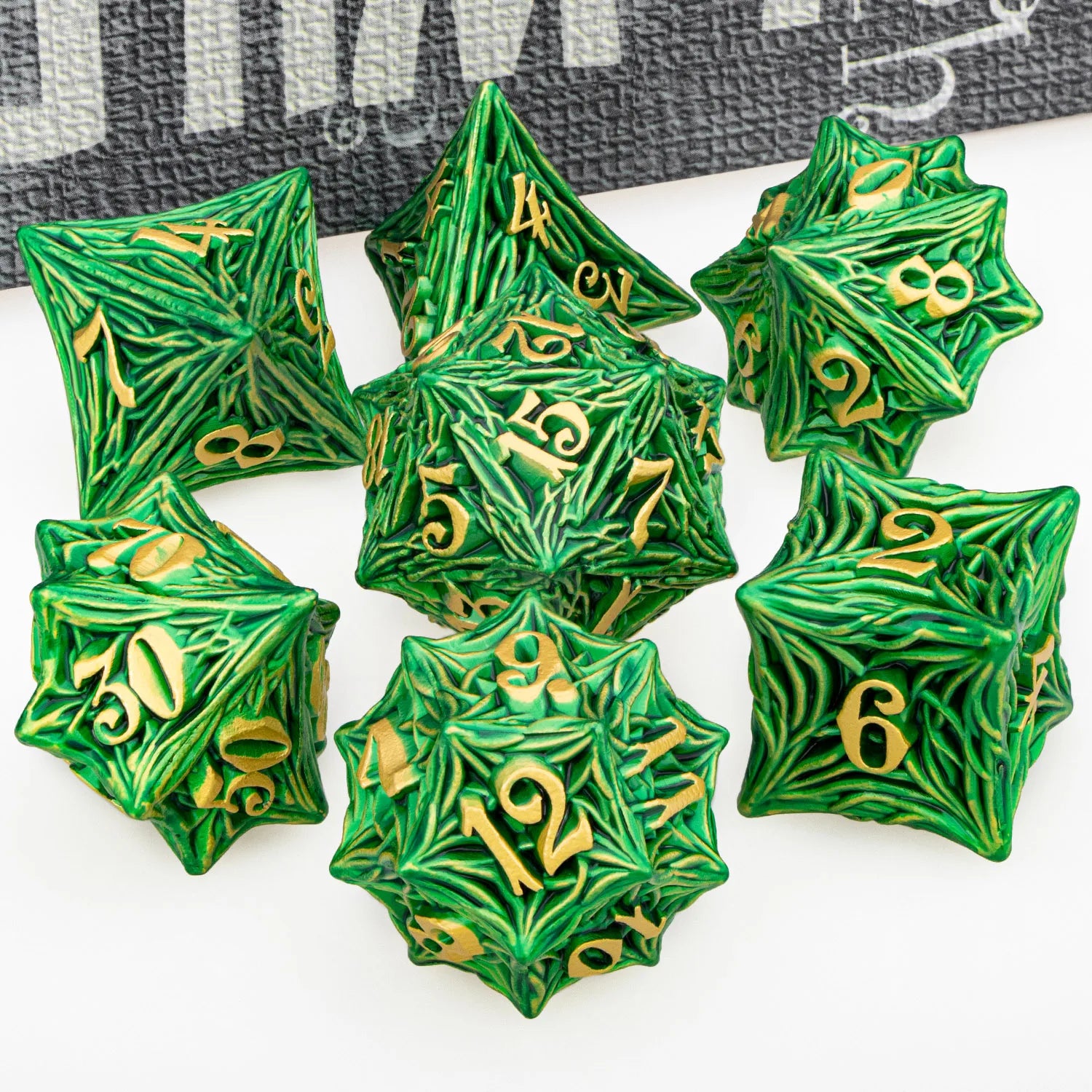 Ironflame – Metal 7‑Piece Dice Set