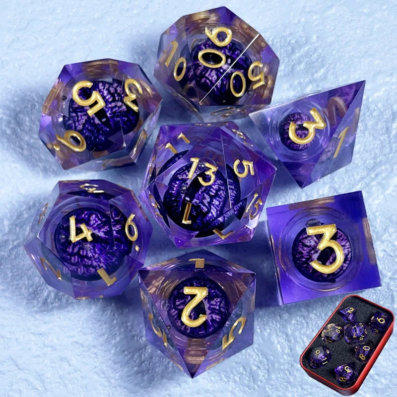 Twilight Aegis – Resin 7‑Piece Dice Set