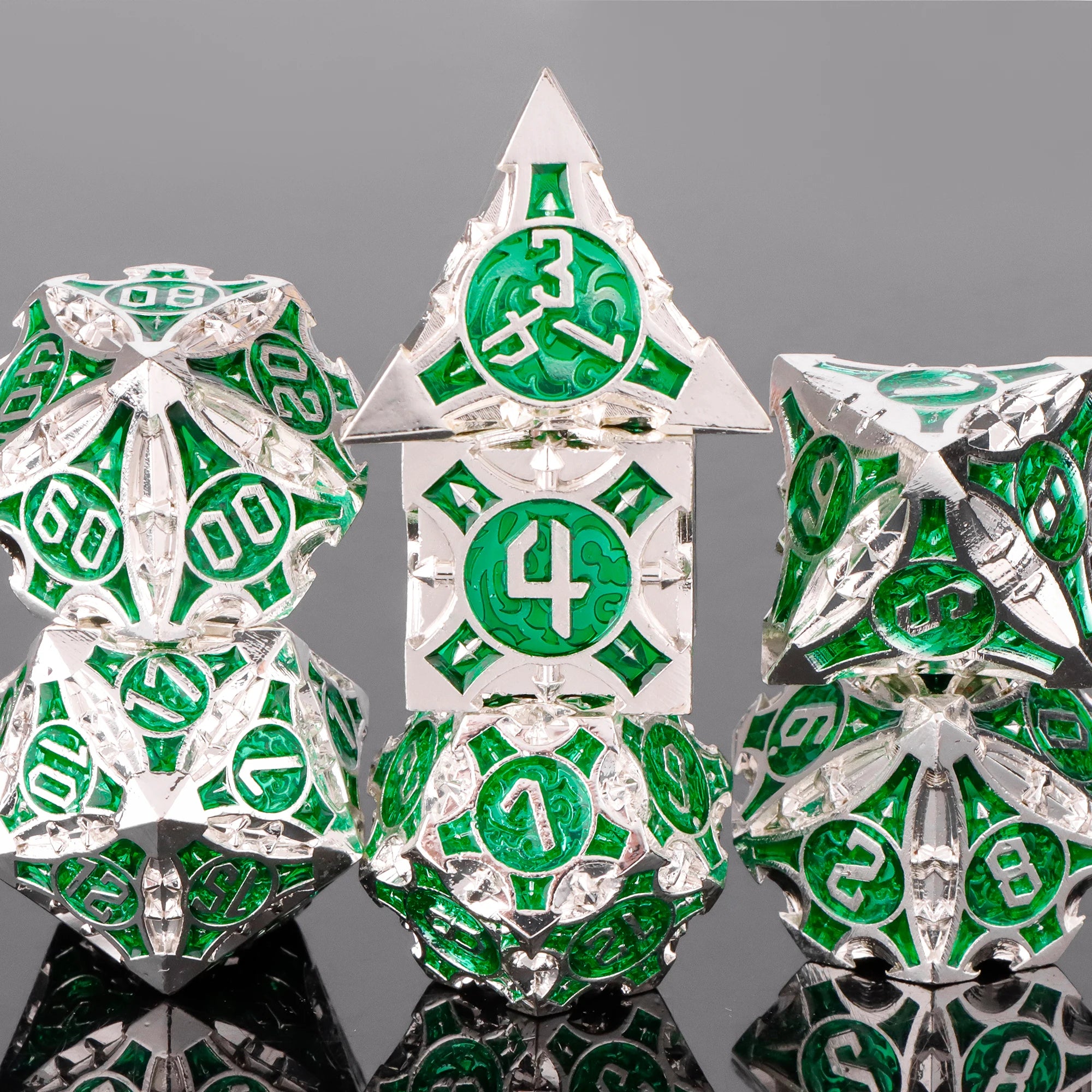 Ethereal Halo – Metal 7‑Piece Dice Set